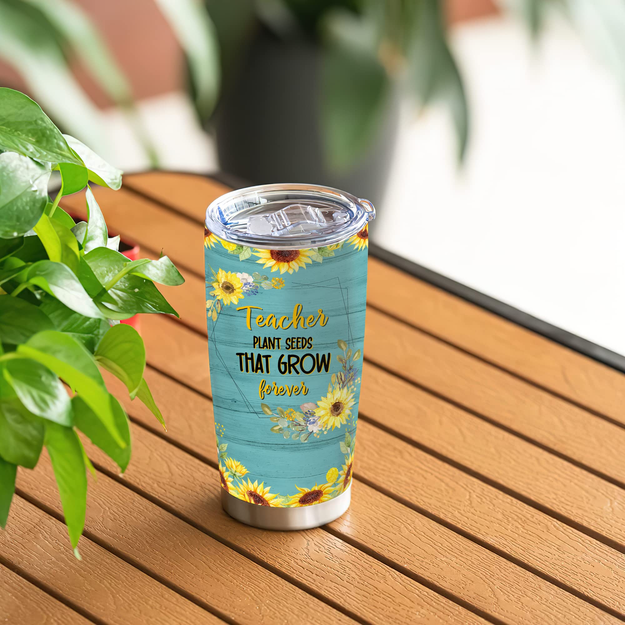 Personalized Teacher Tumbler 20oz - Sunflower Gift for Women, Great for Classroom & Appreciation Gifts