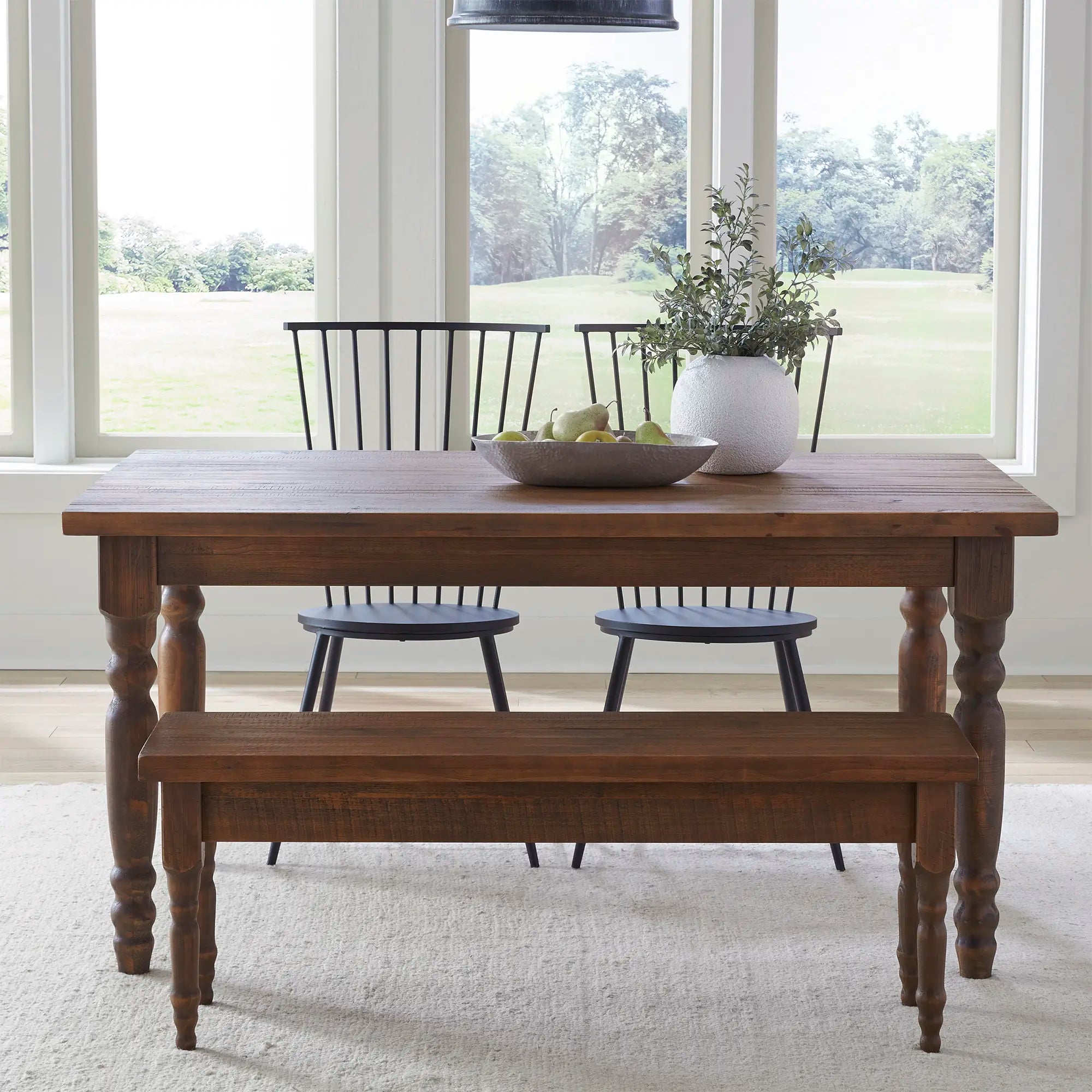 Valerie 3-Piece Dining Set with Table & Bench - Perfect for Small Spaces, Kitchens, and Breakfast Nooks | Modern Farmhouse Style Furniture for Home & Apartment