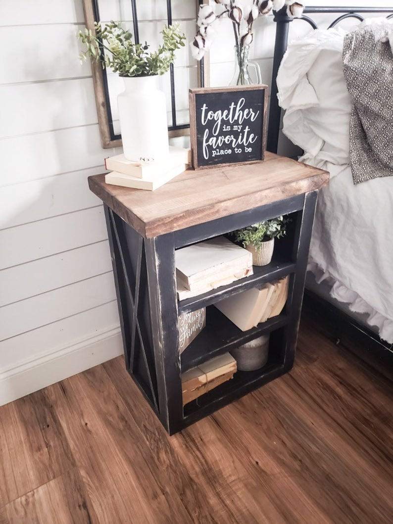 Rustic Milly Farmhouse End Table - Nightstand for Bedroom, Living Room, or Entryway - Solid Wood Side Table with Vintage Charm for Home Decor