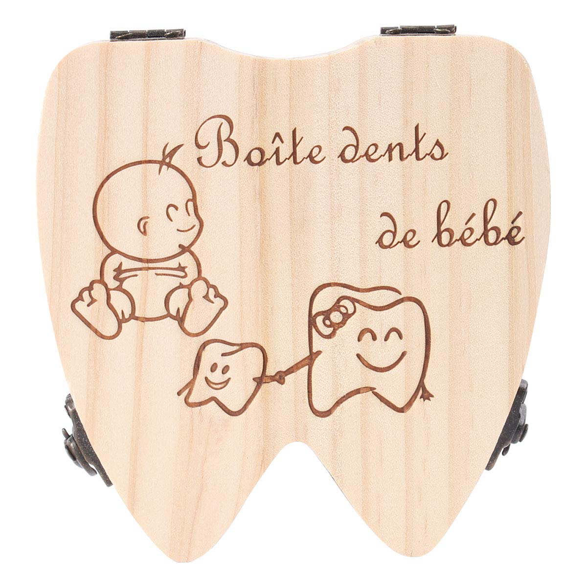NUOBESTY Wooden Baby Teeth Keepsake Box - 1 PC Memory Box for Kids First Tooth, Baby Milestone Keepsake Holder (Natural Wood Color) - Perfect for Baby Showers, Christenings & First Birthday Gifts