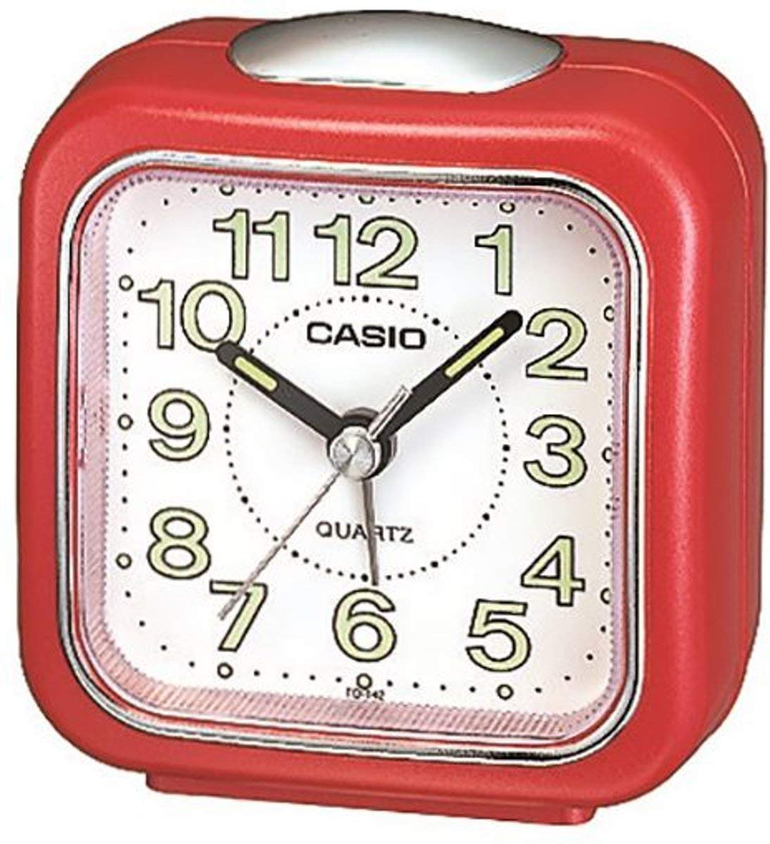 Casio TQ-142-4EF Digital Alarm Clock with Wake Up Timer - Red | Compact Design for Bedroom, Office & Travel | Battery Operated, Easy-to-Read Display