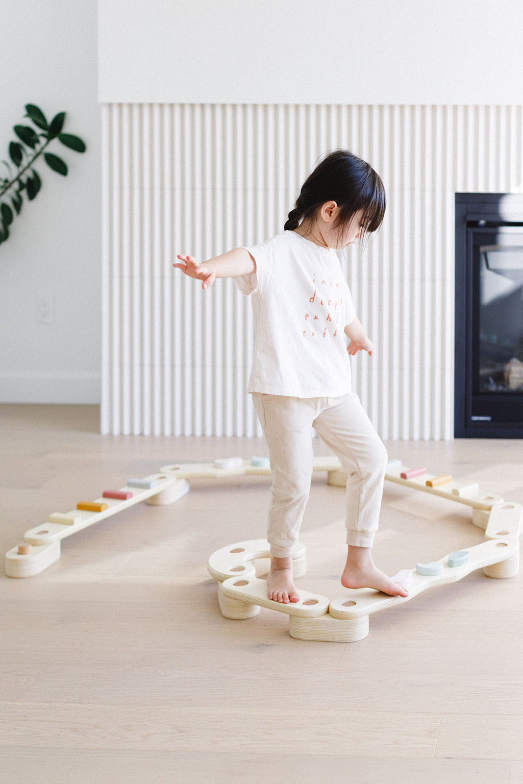Step N' Balance Kids Wooden Balance Beam & Building Blocks Set - Fun Indoor Play for Toddlers, Preschool Gymnastics & Motor Skills Development