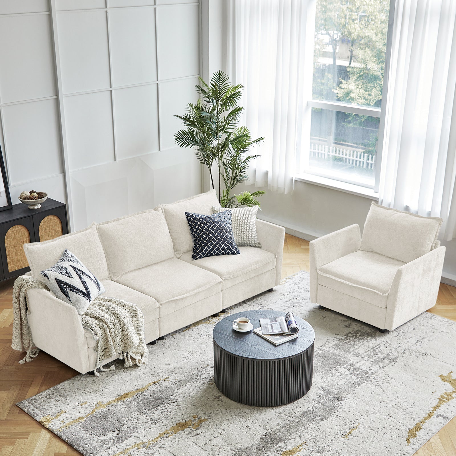 Harmetrix Oversized Soft Sectional Couch with Storage | Modern L-Shaped Sofa Bed with Hidden Compartment | Perfect for Living Room, Family Room & Small Spaces