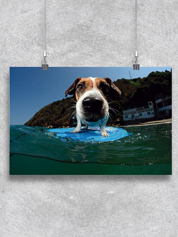 Surfing Dog Poster - Cute Surfing Dog Wall Art for Beach & Surf Lovers - Perfect for Bedroom, Living Room, or Surf Shop Decor
