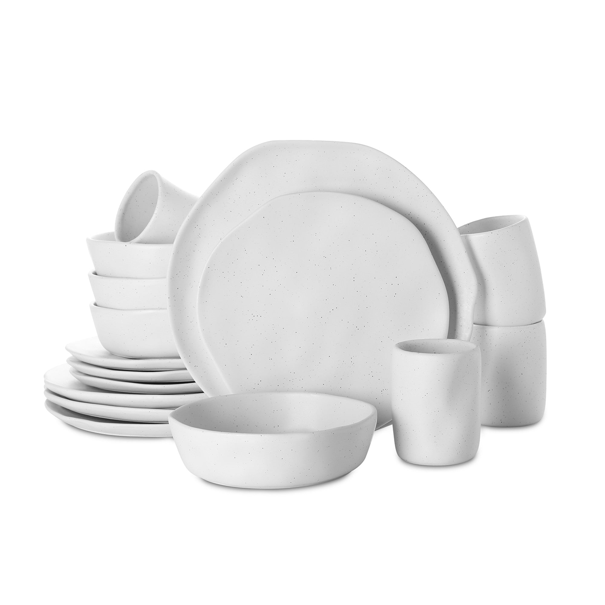 Premium Hekonda Stoneware Dinnerware Set - White Speckled Ceramic Plates, Bowls & Mugs - Elegant Dinner Set for Home, Restaurant & Special Occasions