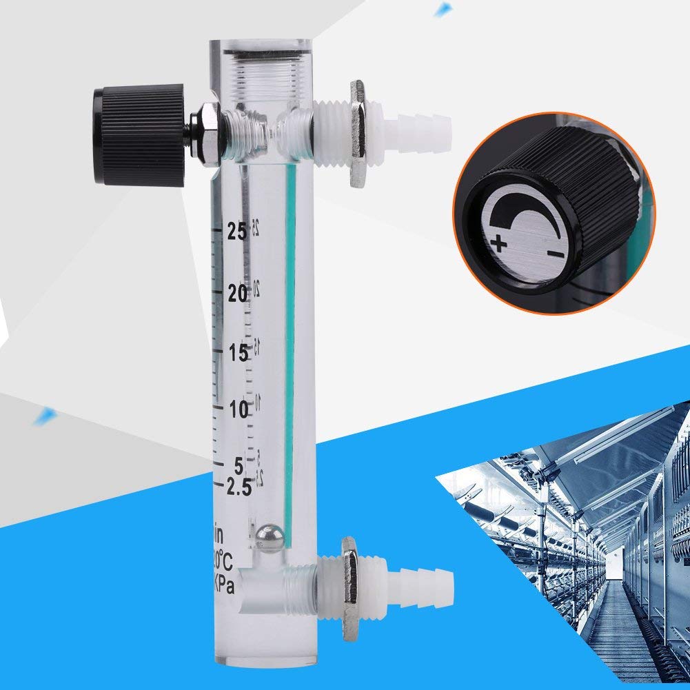 Hilitand Oxygen Air Gas Flowmeter with Control Valve - 2.5-25LPM Adjustable Flow Rate for Medical, Welding & Industrial Applications