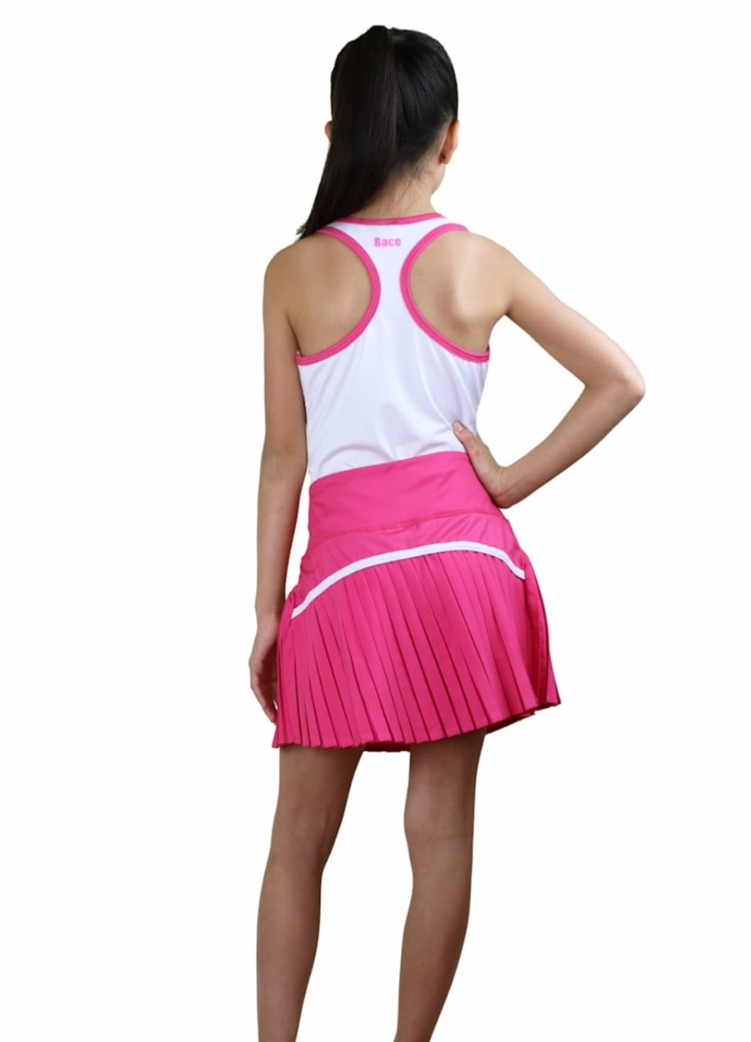 **Pink and White Pleated Tennis Skirt Set for Girls - 2-Piece Tennis & Golf Outfit with Skort and Tank Top - Perfect for Sports, School, and Casual Wear**