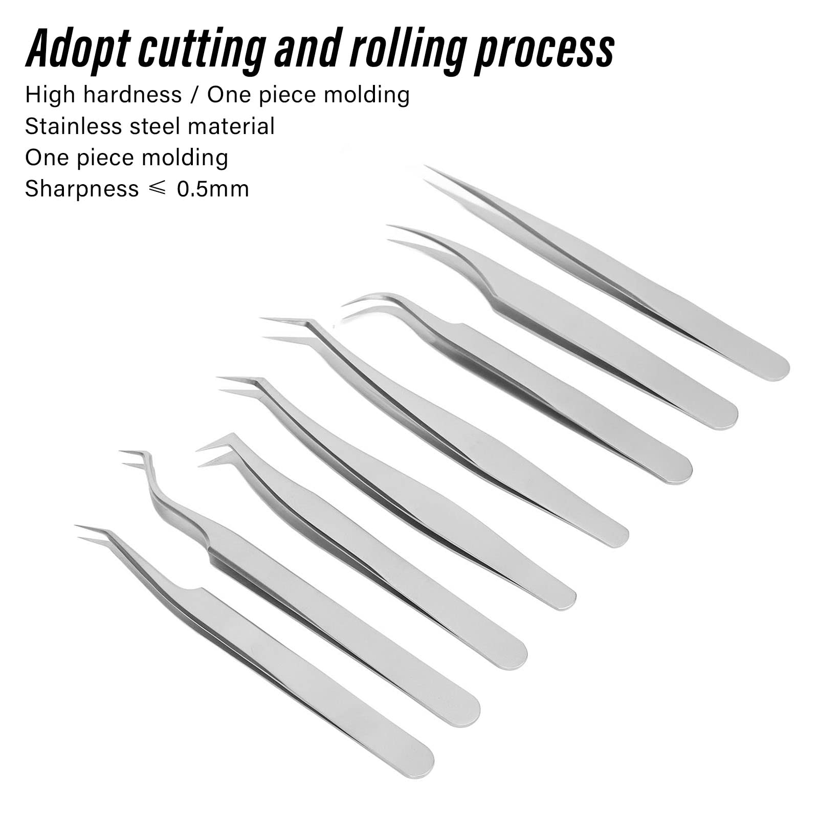 8PCS Professional Stainless Steel Eyelash Tweezers Set - False Eyelash Extension Tools for Eyebrows & Lashes with Storage Box | Perfect for Salon, Home Use & DIY Beauty