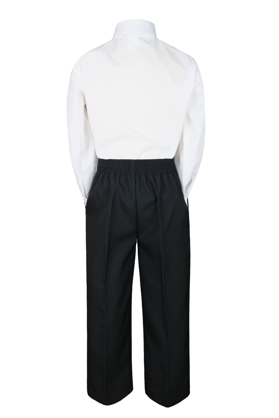 2-Piece Formal Wedding Boys White Shirt & Black Pants Set for Baby to Teen (3T) - Perfect for Weddings, Church, Family Photos & Special Occasions