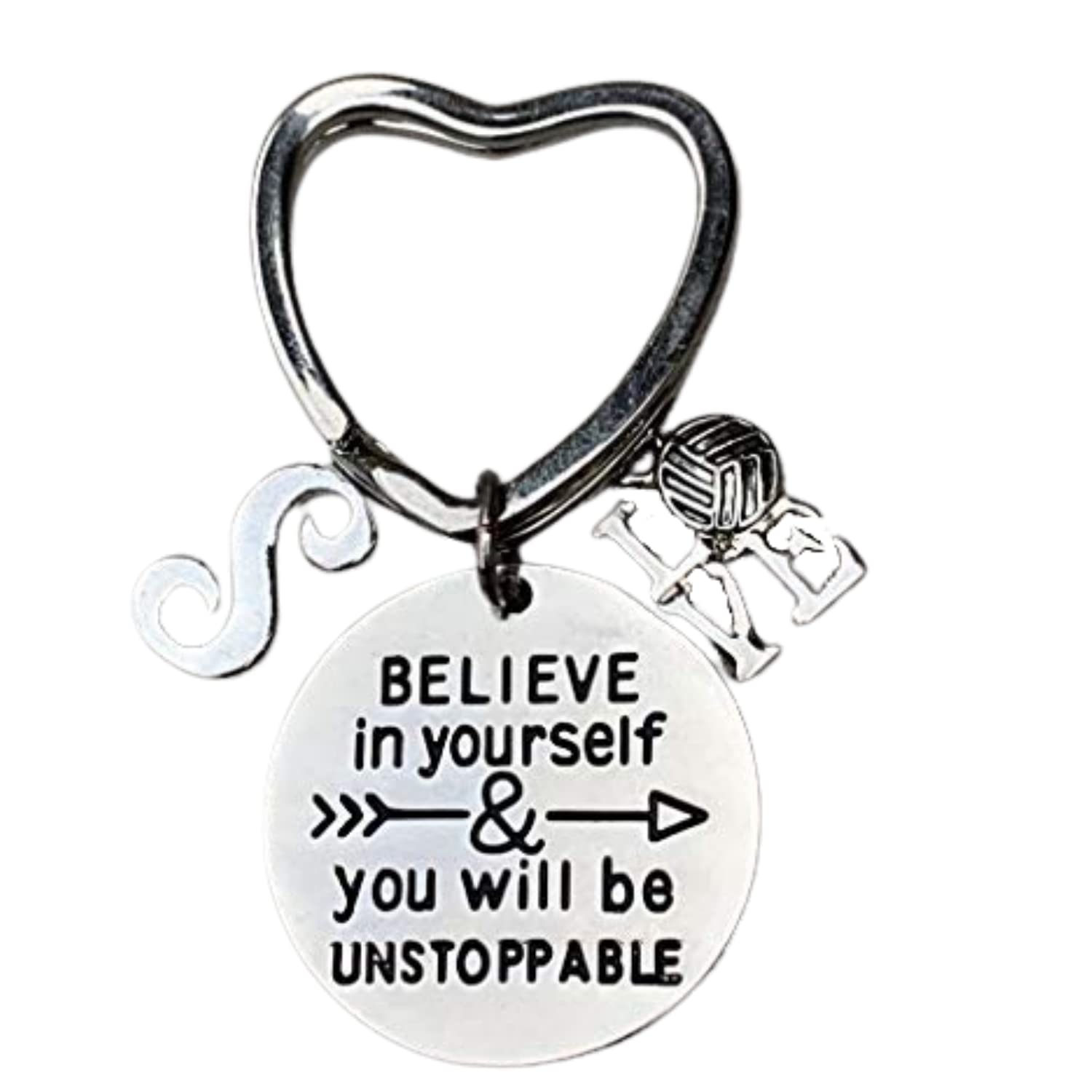 Personalized Volleyball Keychain with Initial - Motivational 'Unstoppable' Gift for Volleyball Players - Inspirational Sports Jewelry for Men & Women - Perfect for Team Gifts, Tournaments & Volleyball Enthusiasts