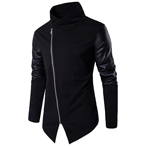Men's Knitted Cardigan Sweater with Faux Leather Sleeves - Stylish Winter Jacket for Casual Wear & Outdoor Activities