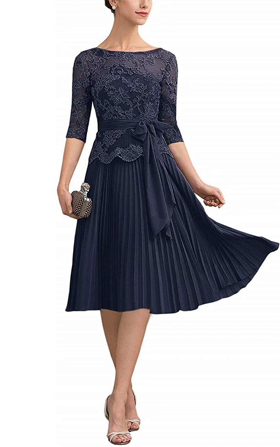 Elegant Short Sleeve Lace Applique Mother of The Bride Dress for Wedding, Prom & Special Occasions | Flattering A-Line Formal Gown for Mothers