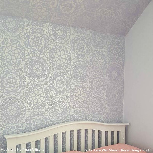 Parlor Lace Wall Stencil - Elegant Victorian Floral Pattern for DIY Home Decor, Wall Painting, and Interior Design Projects