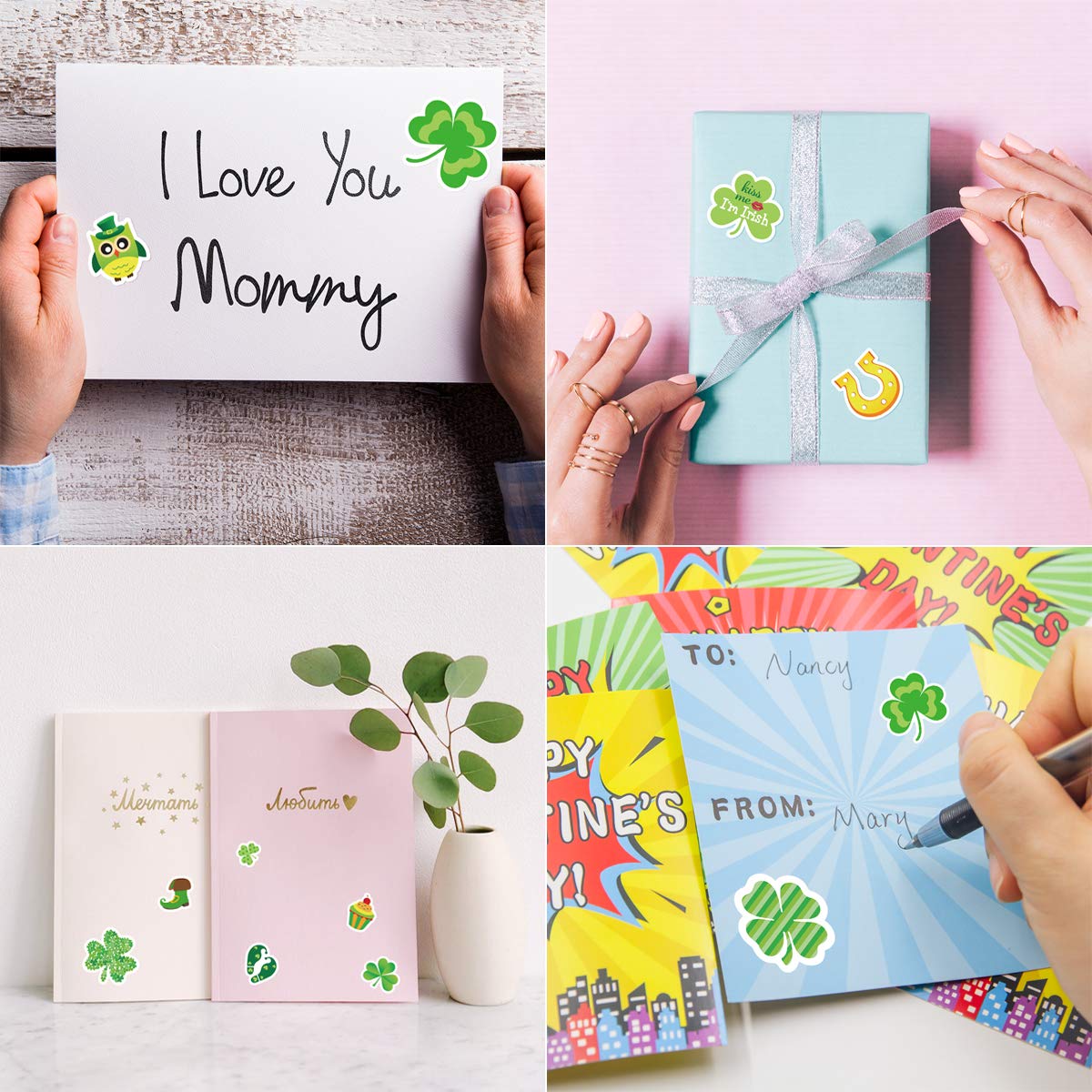 400 Pcs St. Patrick's Day Shamrock Stickers for Kids - 8 Sheets Party Decorations, DIY Crafts, Scrapbooking, Classroom Activities & Irish-Themed Celebrations