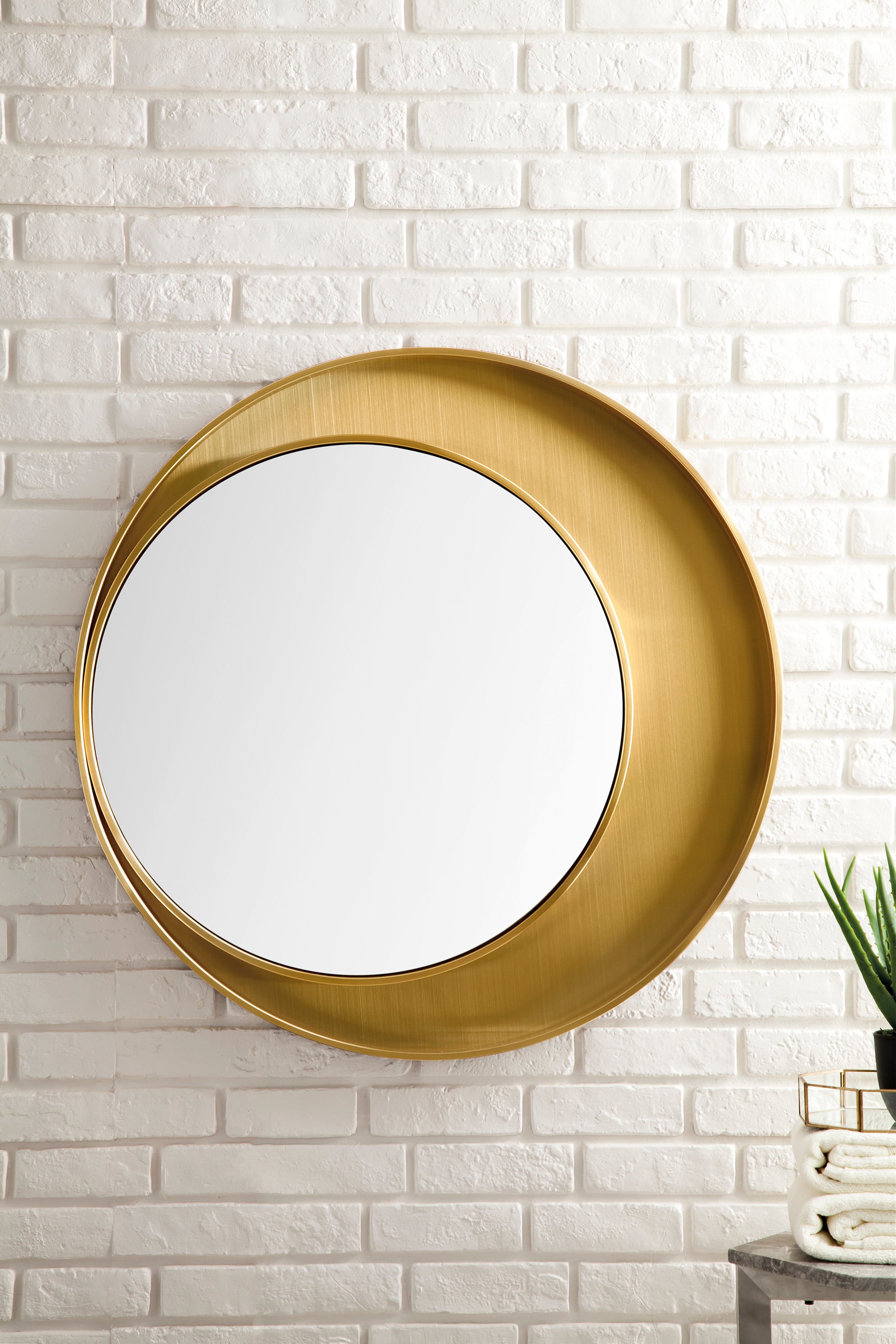 Luna 35.5 Inch Round Wall Mirror with Radiant Gold Frame - Perfect for Living Room, Bedroom & Bathroom Decor