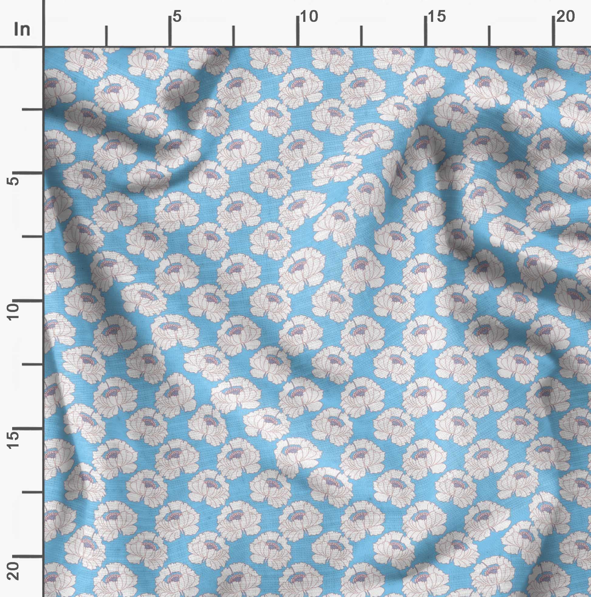 Soimoi Moss Georgette Blue Floral Printed Fabric - 42 Inch Wide by The Yard - Lightweight & Romantic Floral Pattern Material for Dresses, Scarves, Curtains & DIY Crafts