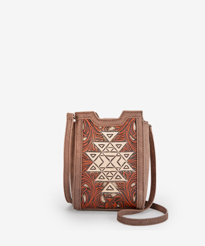 Trinity Ranch Floral Tooled Leather Mini Crossbody Bag for Women | Stylish Boho Purse for Everyday Use, Travel & Date Night