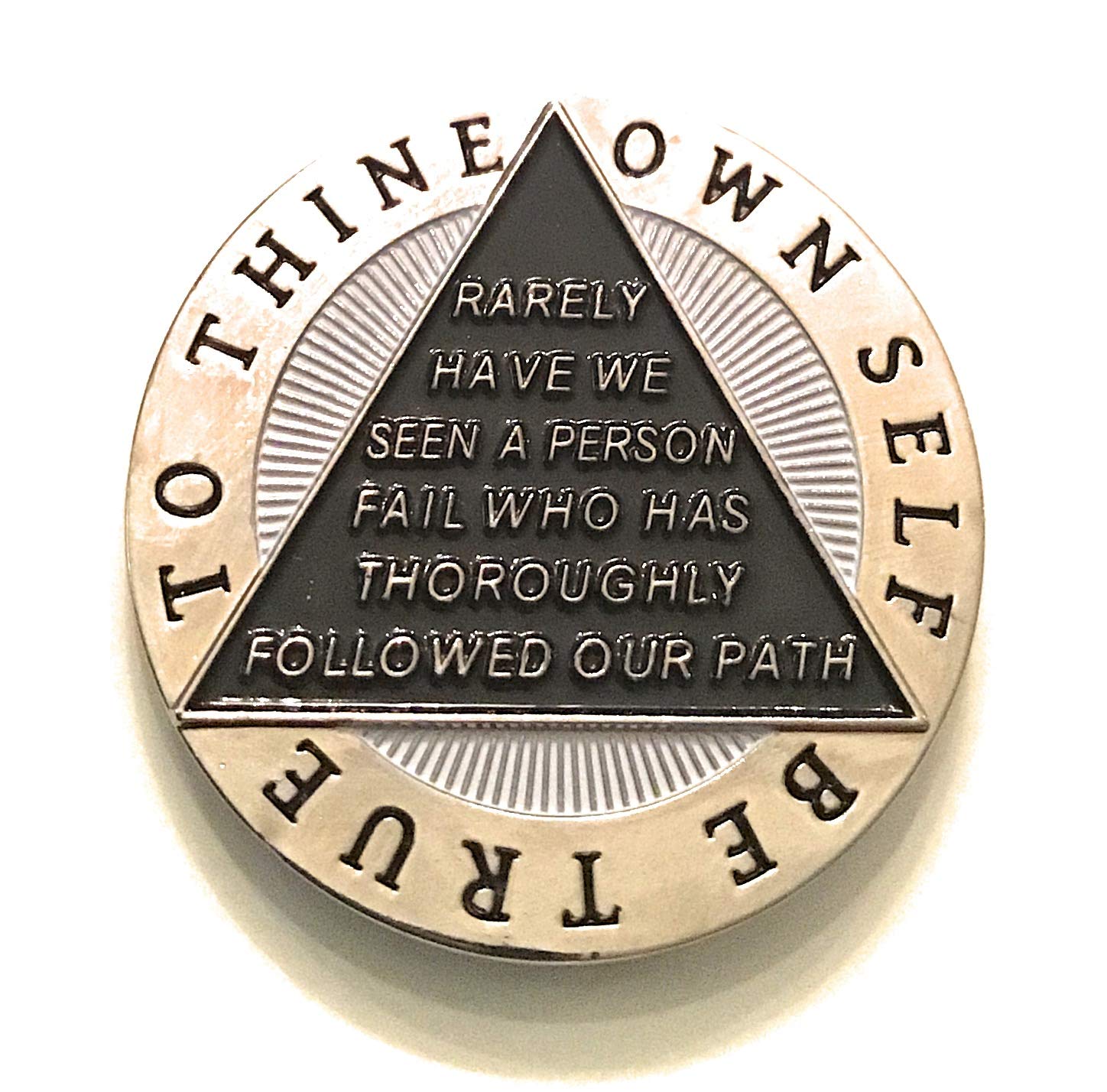 17 Year AA Medallion - Alcoholics Anonymous Silver & Black Sobriety Chip with Bill & Bob - Recovery Token Coin for 12 Step Programs, Sobriety Milestones & AA Meetings
