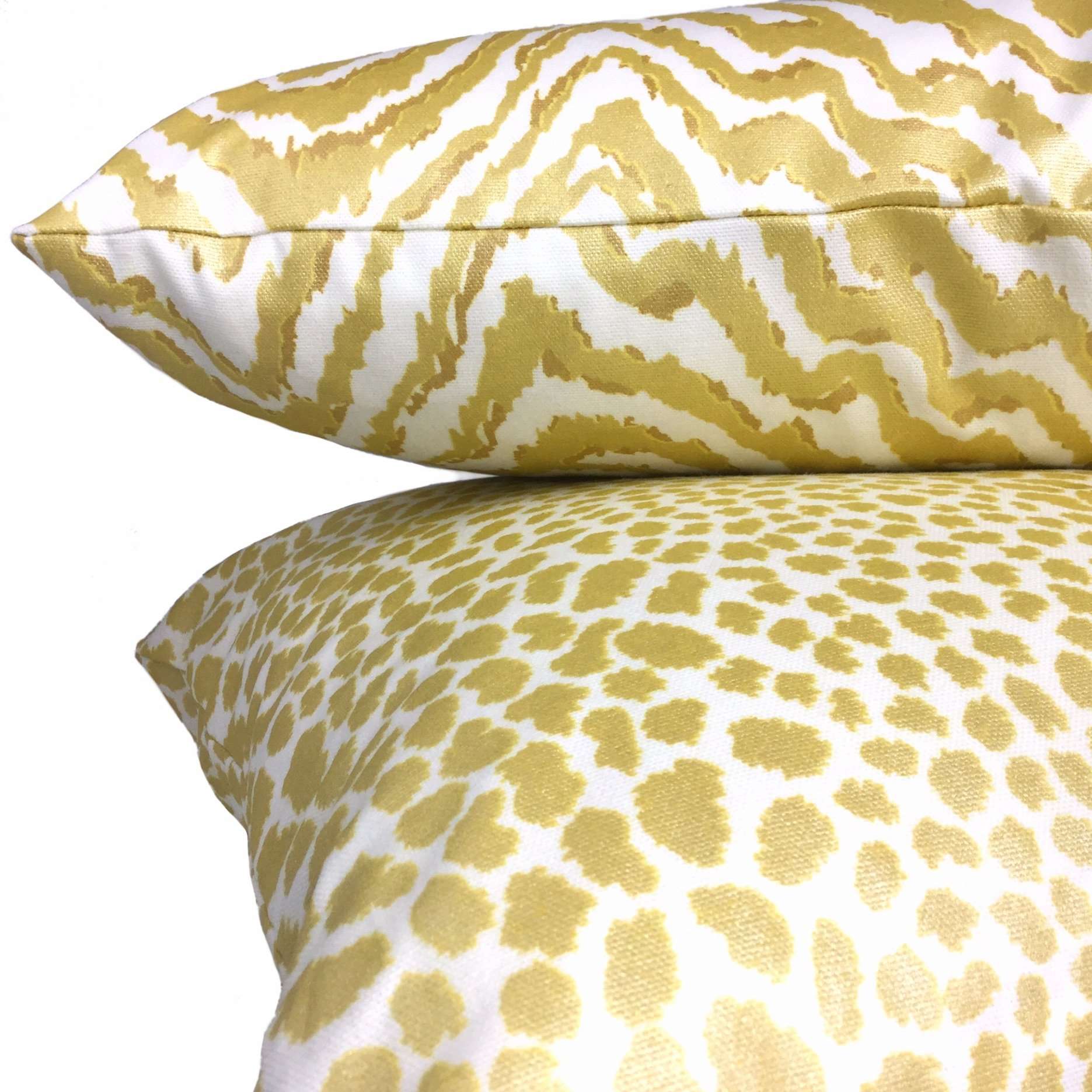 Metallic Gold Cream Animal Stripes Cotton Pillow Cover - Soft Decorative Throw Pillow Case for Sofa, Bed, Couch - Home Decor & Living Room Accessories