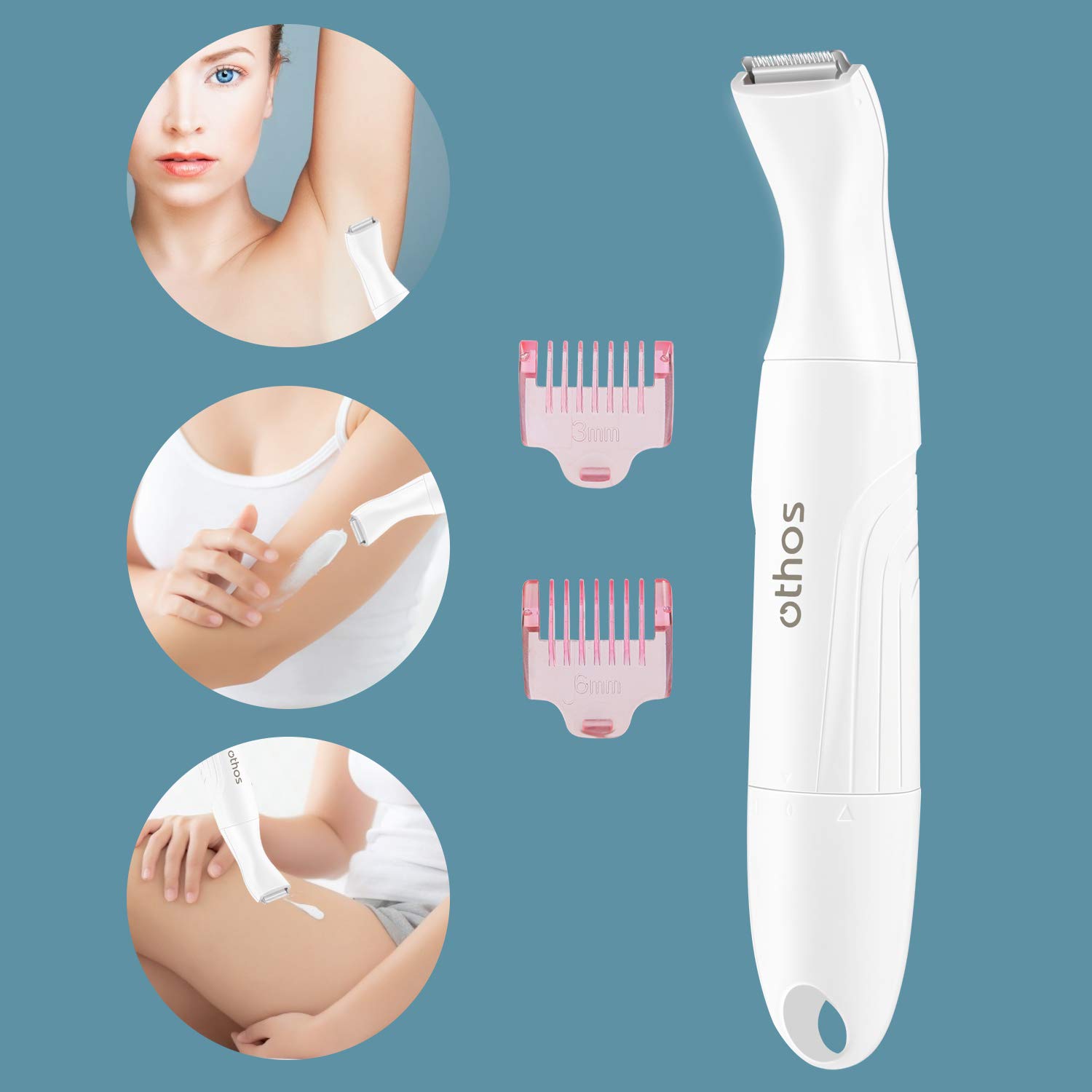 Othos All-in-One Electric Trimmer for Women - Bikini, Nose, Eyebrow Trimmer & Foil Shaver - Wet/Dry Use, Waterproof, AA Battery Included - Perfect for Travel, Home & Salon Grooming