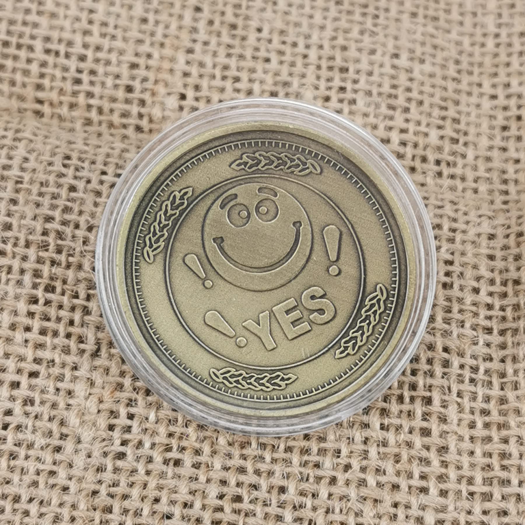 YES NO Flipping Challenge Coin - Bronze Decision Maker Divination Tool for Meditation, Decision Making & Fun Party Games