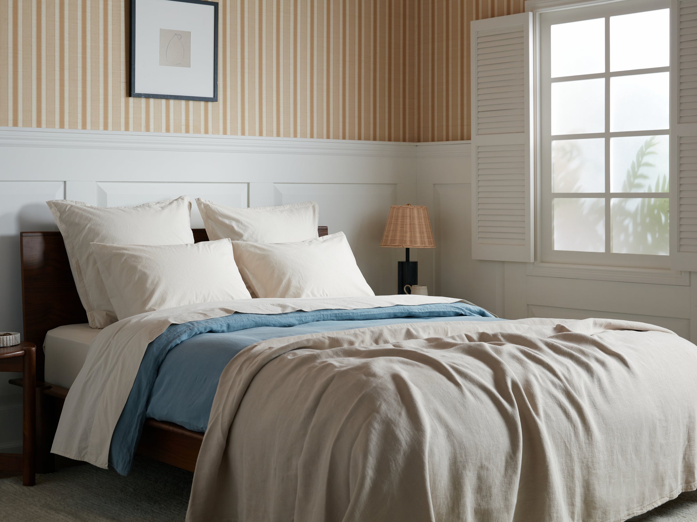 Premium Percale Venice Bed Sheet Set - Bone White Full/Queen Size - Soft & Breathable for All-Season Comfort - Perfect for Home, Hotel, or Guest Room Use