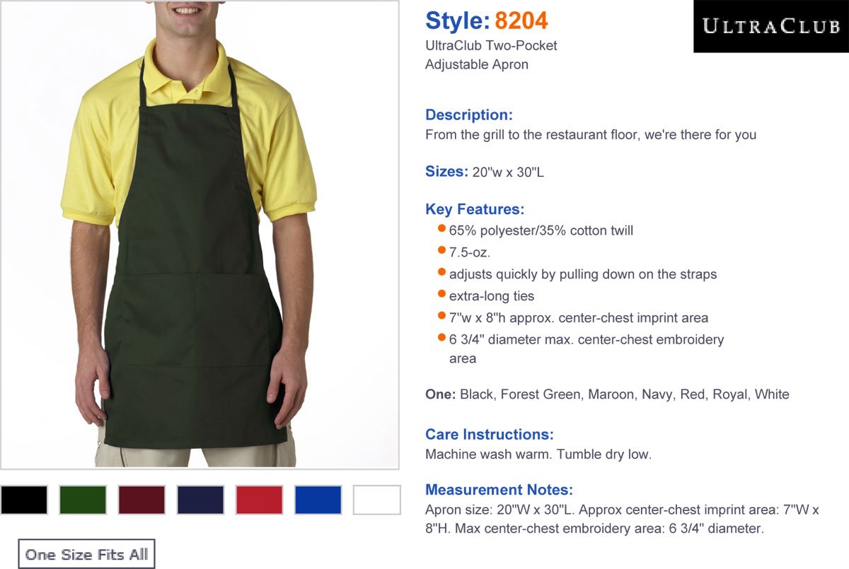 Liberty Bags Two-Pocket Adjustable Apron - One Size Navy Blue - Perfect for Cooking, Baking, Grilling & DIY Crafts
