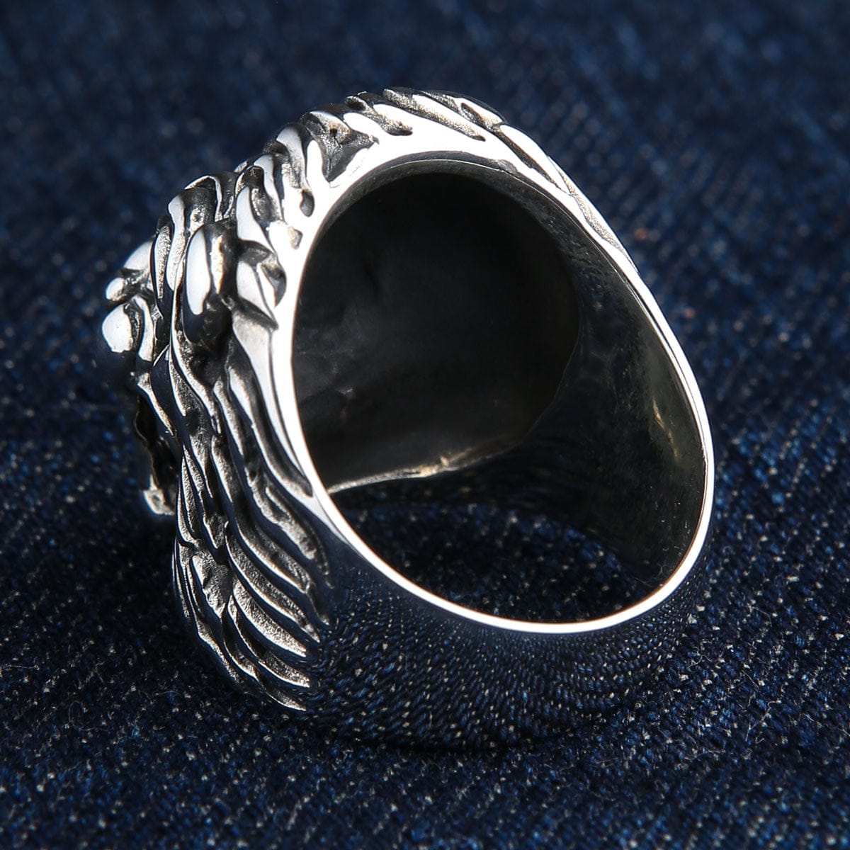 Giant Lion Head Sterling Silver Biker Ring for Men - Bold Statement Jewelry for Motorcycle Riders, Rock Style Fashion Accessory