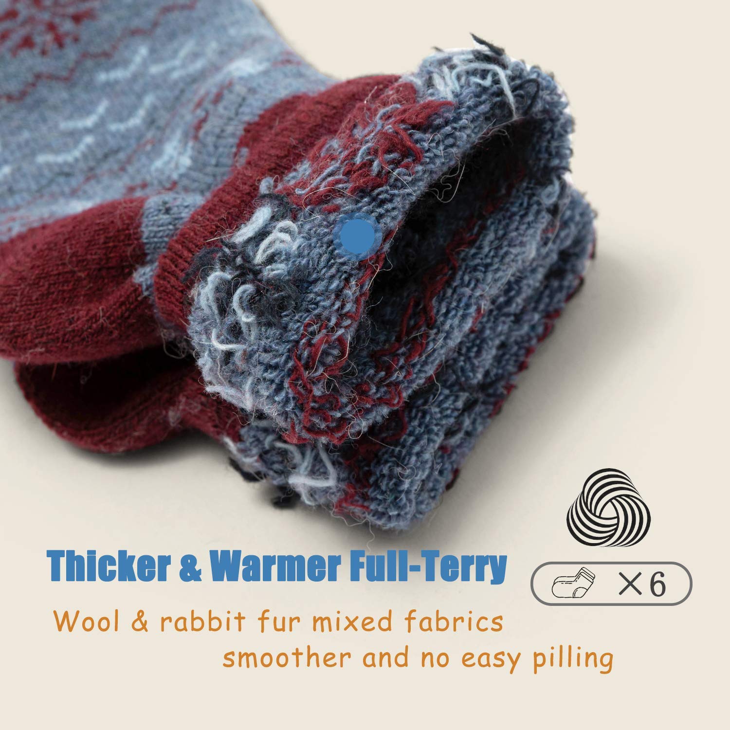 Boys Wool Winter Socks - 6 Pairs Warm Thermal Crew Socks for Kids | Outdoor & School
