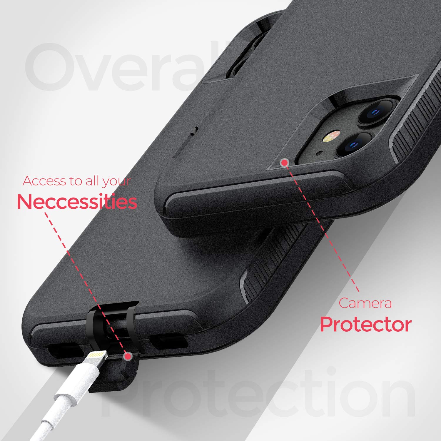 ORIbox Heavy Duty Shockproof Case with Belt Clip for iPhone 12 Mini - Anti-Fall Protective Phone Cover for Outdoor, Construction & Active Lifestyle Use