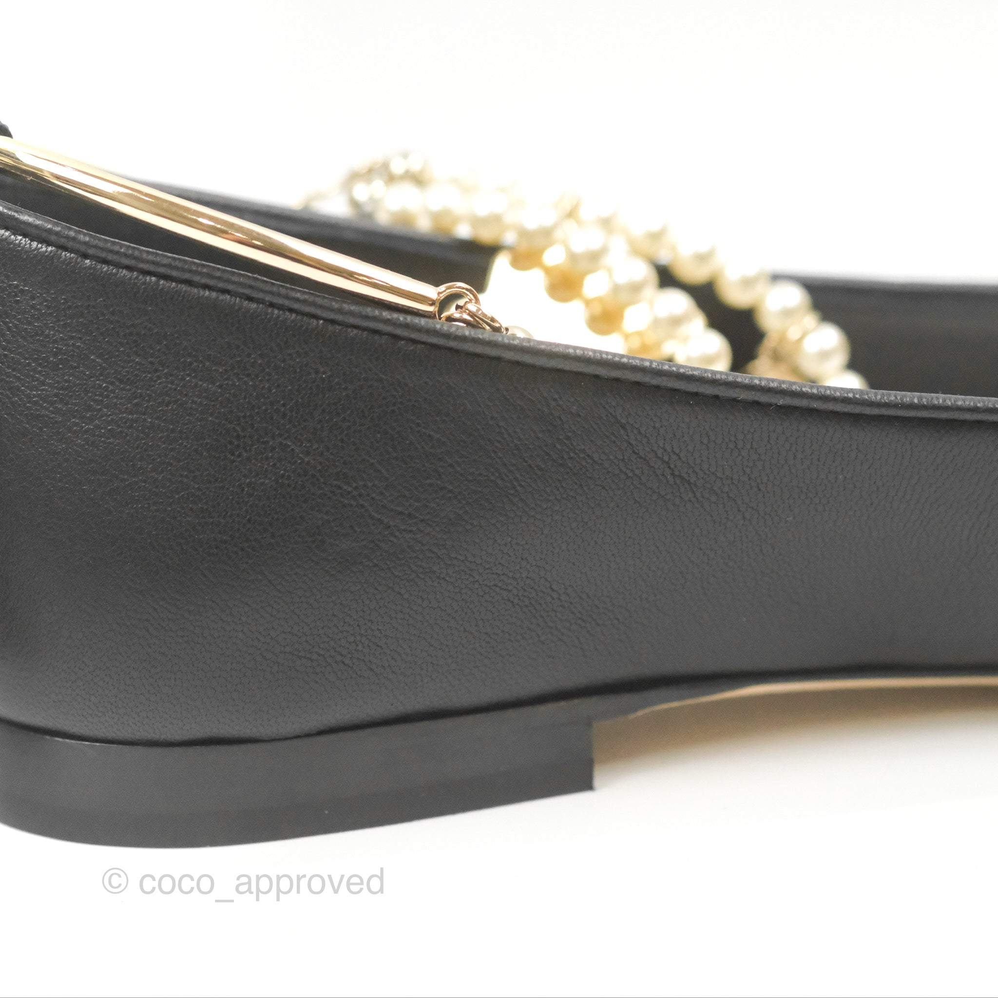 Chanel Black Lambskin Double Pearl Pendant Flat Ballerinas Size 37 - Elegant Women's Flats for Parties, Weddings & Casual Wear