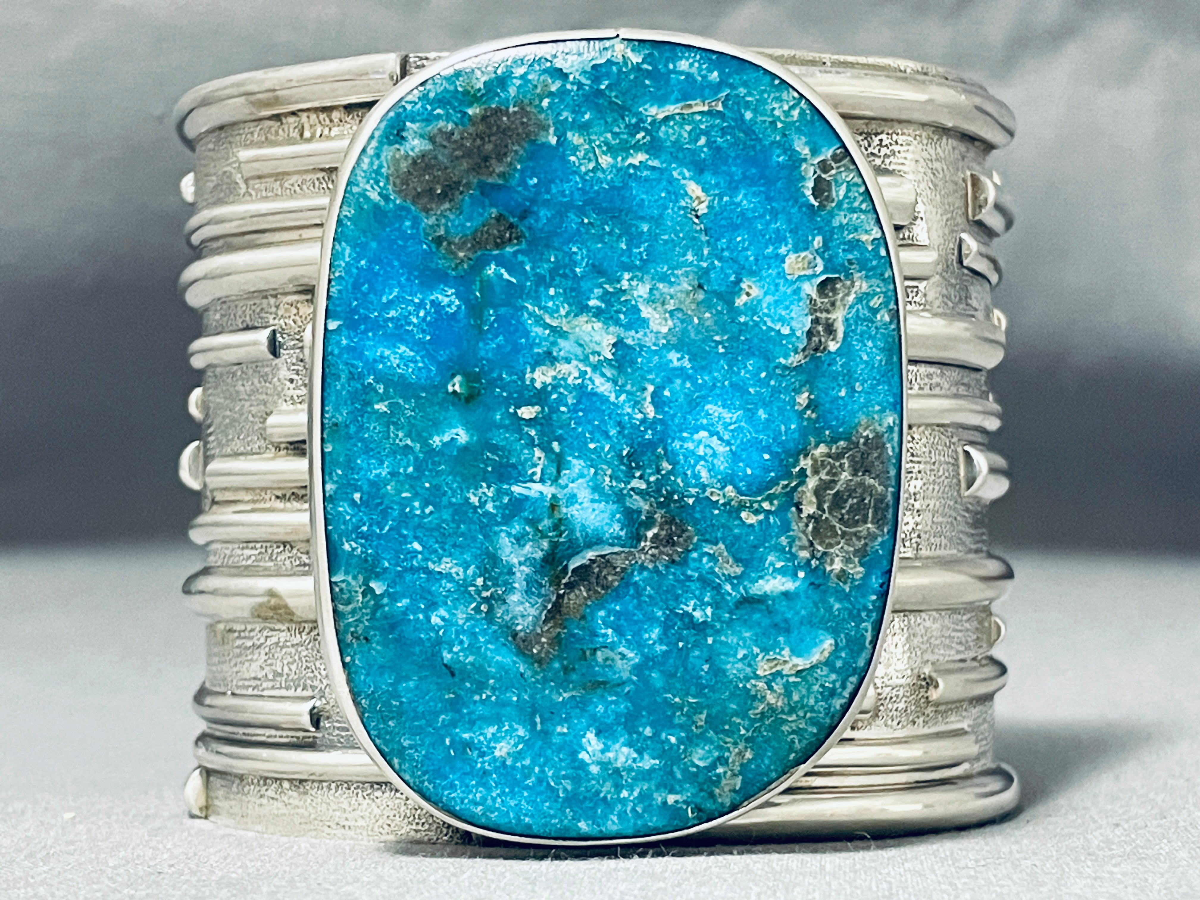 200 Gram Monster Gilbert Turquoise Native American Navajo Sterling Silver Bracelet - Handmade Southwest Jewelry for Women & Men - Perfect for Boho Fashion, Gift Giving & Special Occasions
