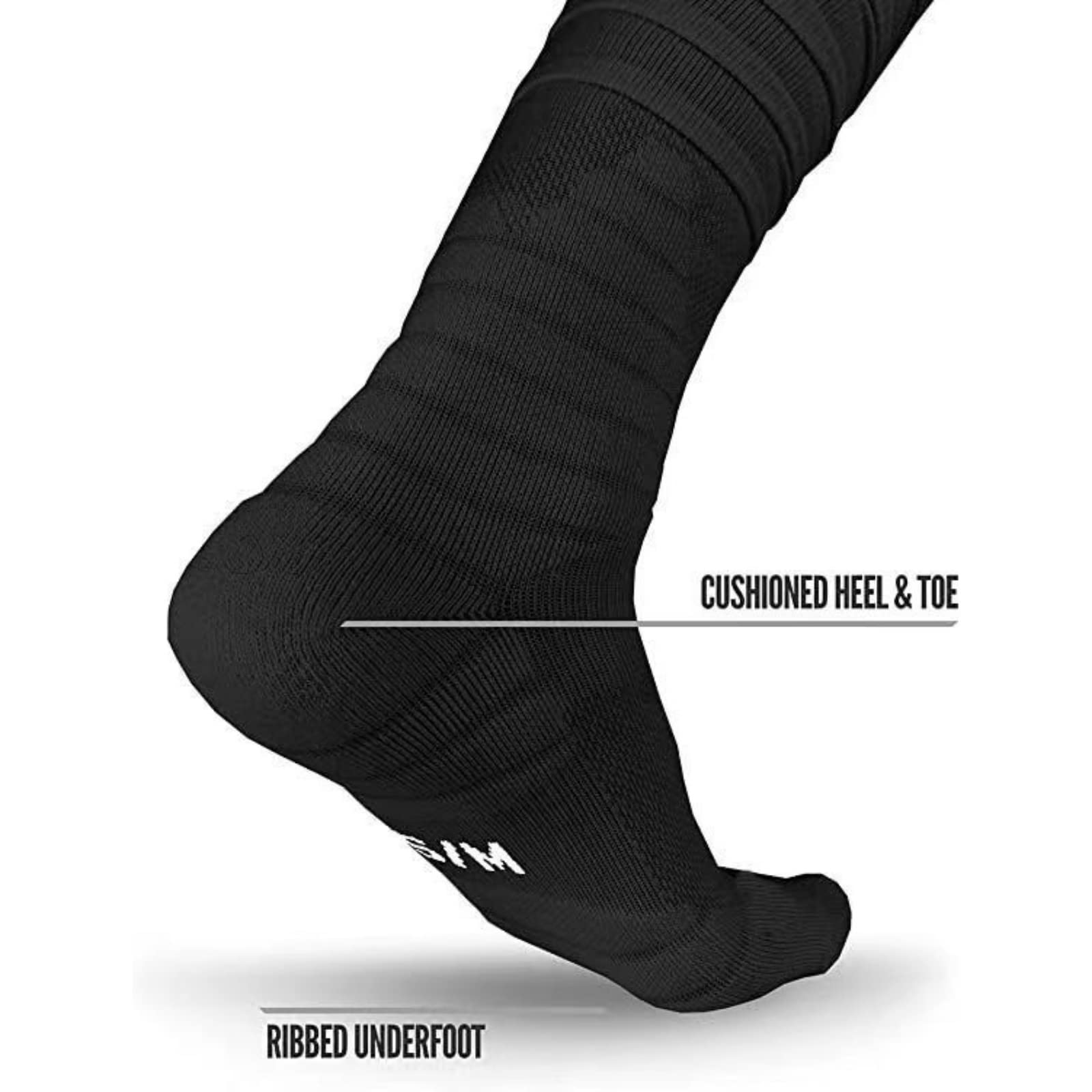 Hovershoes Scrunch Football Socks - Extra Long 2 Pack Cotton Sports Socks with Ankle Support & Padded Knee High Design for Youth & Adults - Compression Leg Sleeves & Protective Tube Socks for Soccer, Running, Basketball & Workout