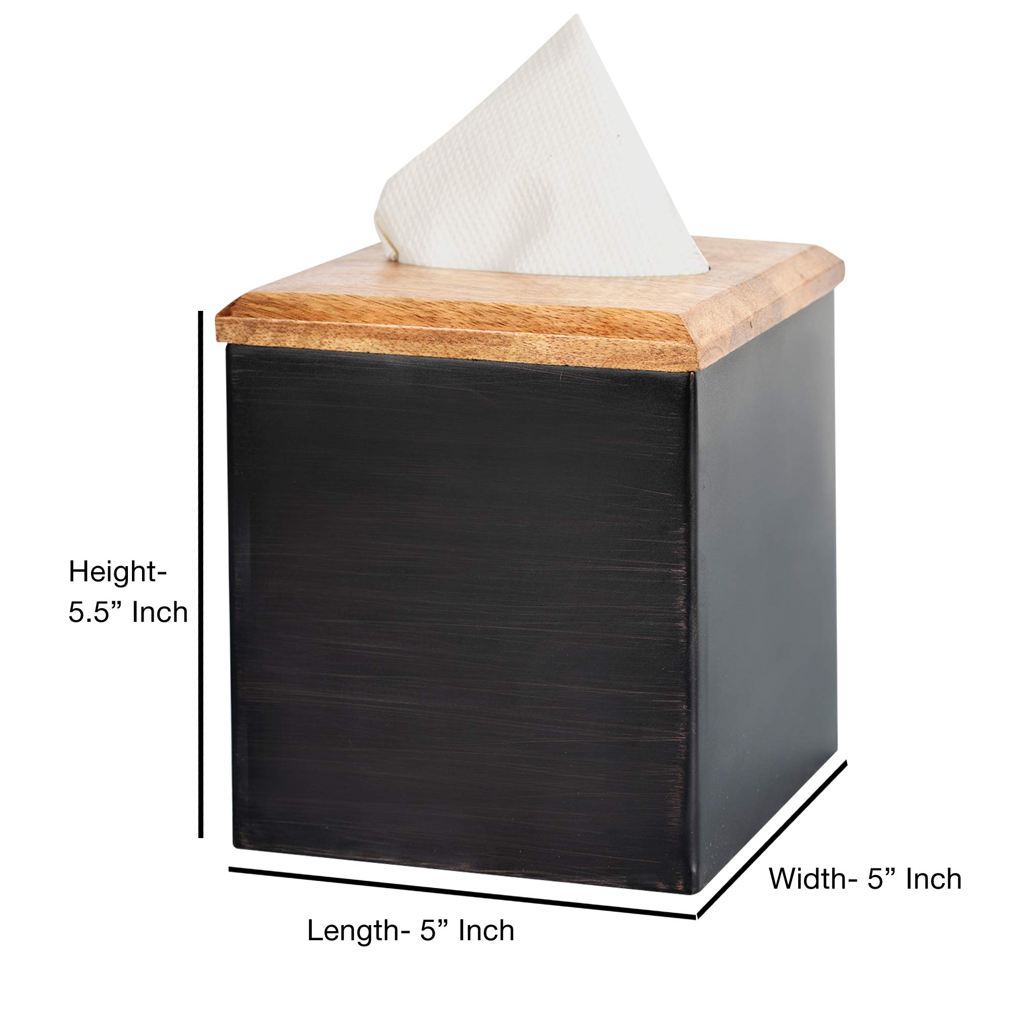 Salem Metal & Wood Facial Tissue Box Cover - Oil Rubbed Bronze Bathroom Vanity Organizer (5