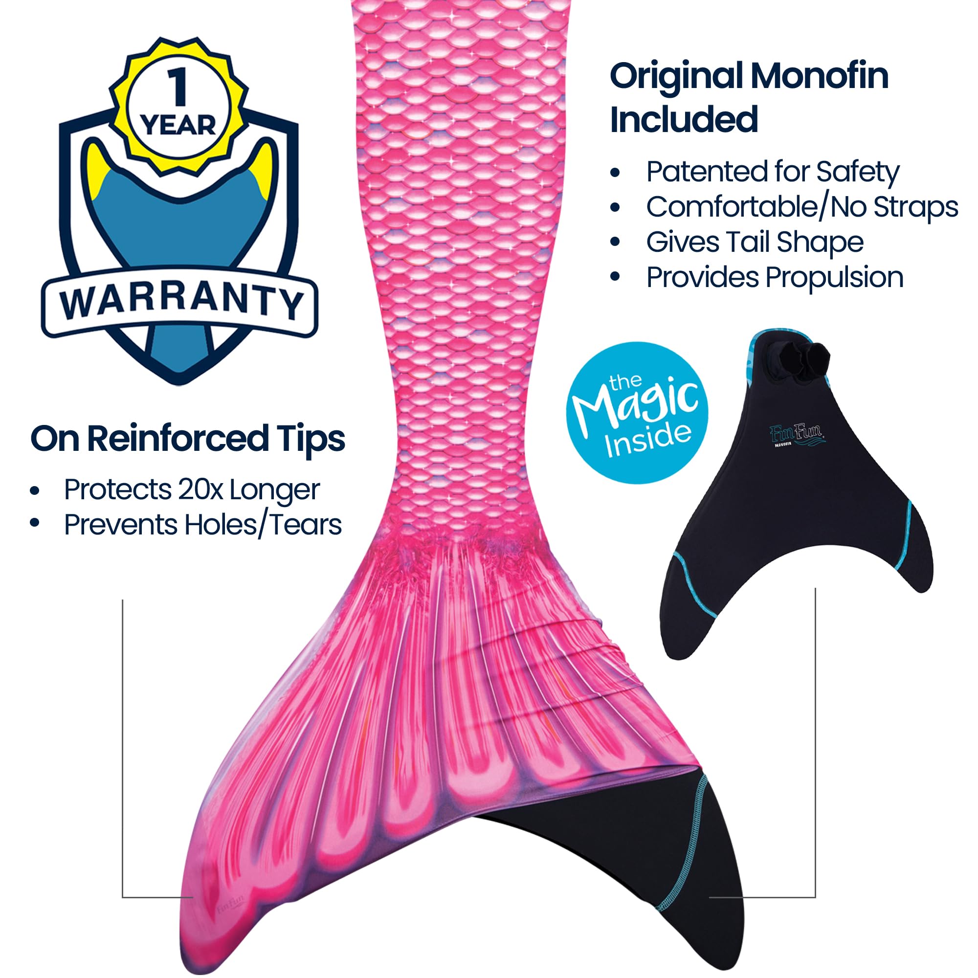 Fin Fun Mermaidens Swim Tail with Monofin - Premium Mermaid Tails for Women, Teens & Adults - Perfect for Pool Parties, Underwater Photography & Fantasy Costumes