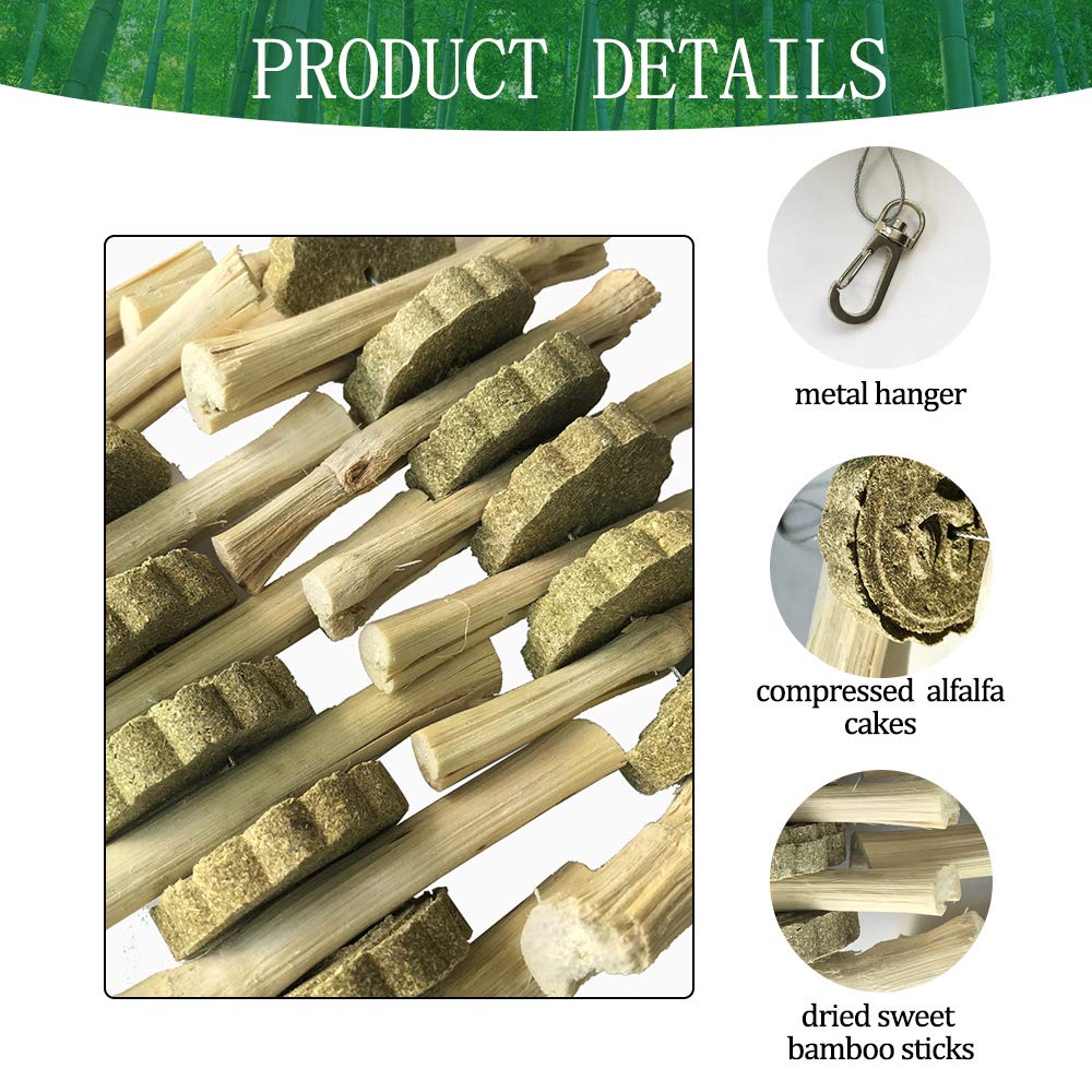 Organic Chinchilla Treats & Bunny Chew Toys for Rabbits - Natural Bamboo Sticks for Teeth Grinding, Small Animal Toys for Hamsters, Guinea Pigs (2 Pack) - Perfect for Cage Enrichment & Dental Health