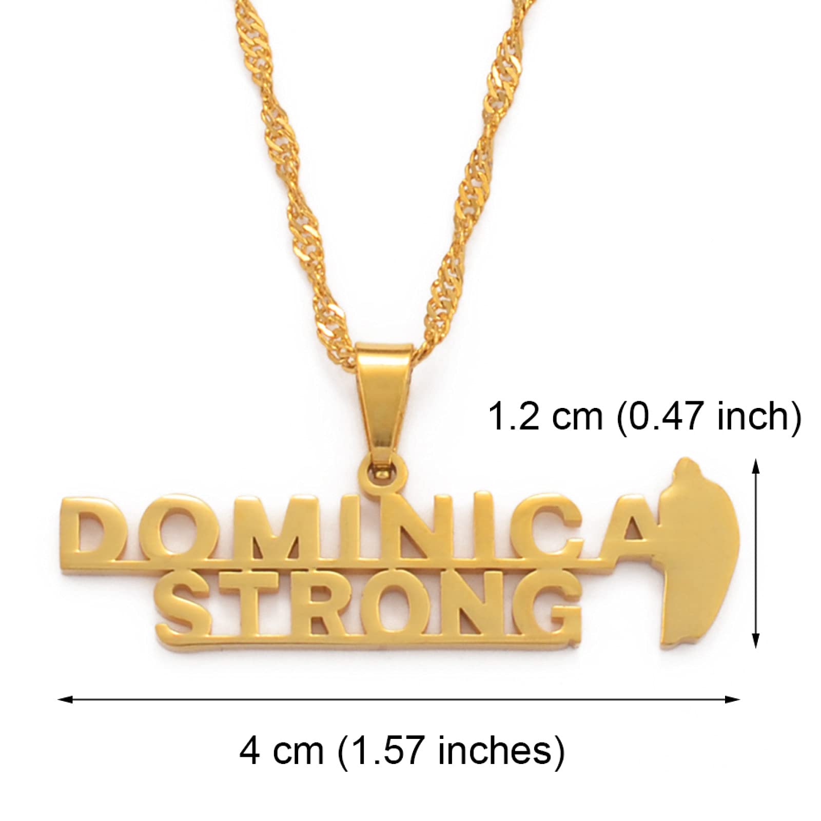 Dominica Map Pendant Necklace - African Country Flag Charm on Thin Chain, Hip Hop Ethnic Jewelry for Women & Men in Gold | Perfect for Parties, Travel & Cultural Gifts