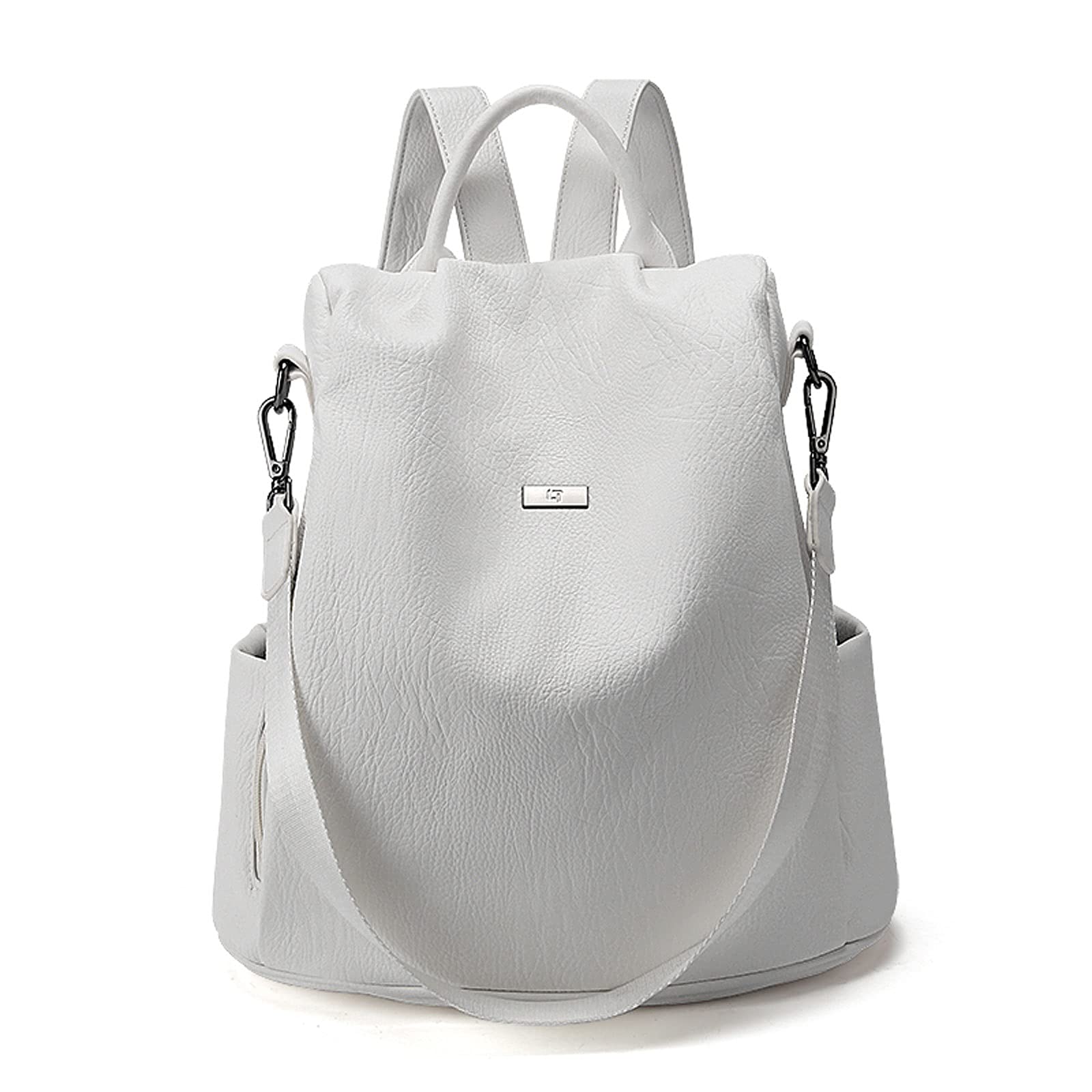 Stylish Women's Convertible Backpack Purse - Fashionable Casual Shoulder Bag Satchel Handbag for Travel, Work & School | Daypack Bookbag for Women & Teens | Perfect for Commuting, Campus & Weekend Outings (White)