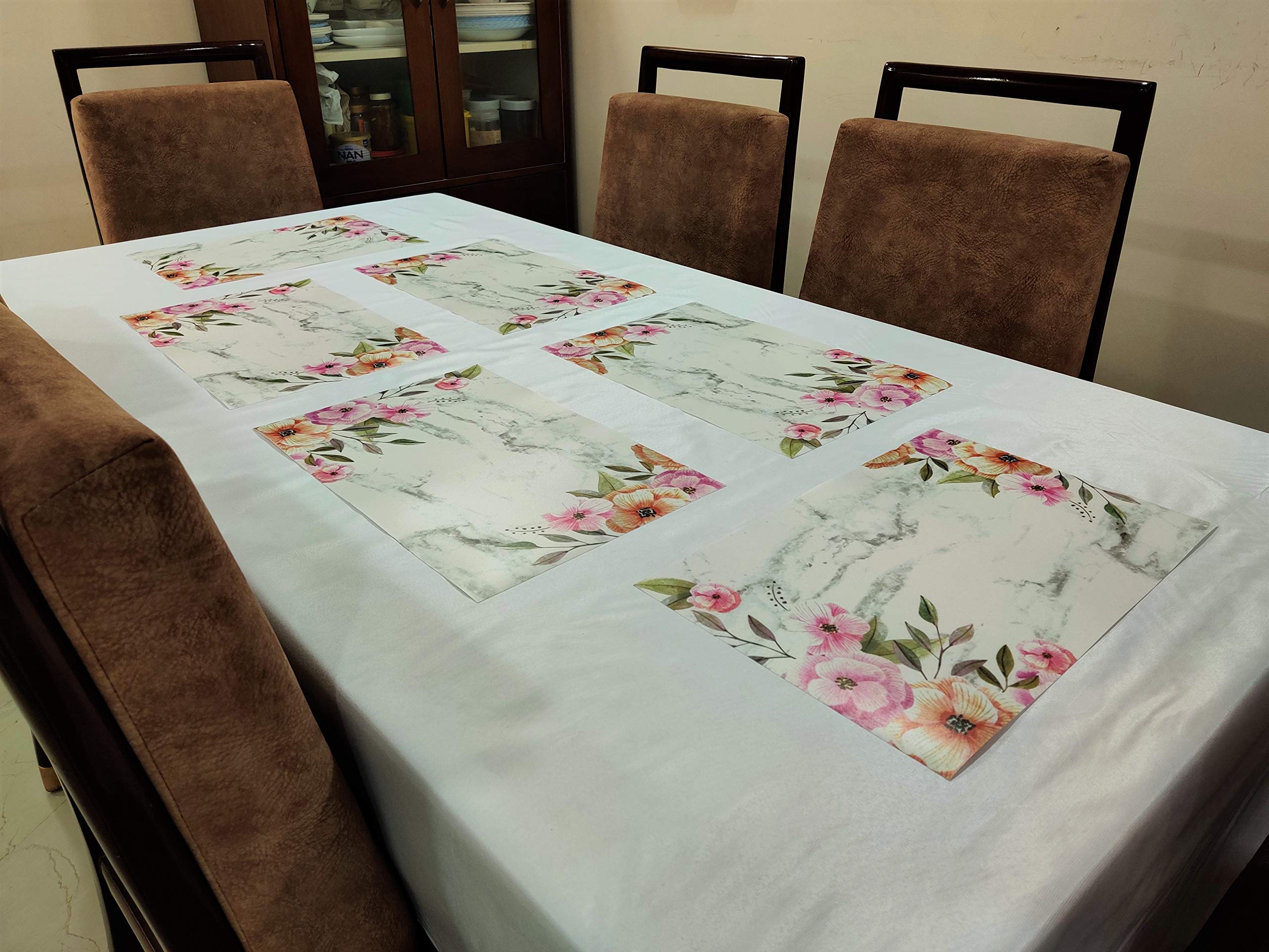 Non-Slip PVC Placemats Set of 6 - Washable, Wipeable & Easy Clean Table Mats for Dining, Kitchen & Restaurant Use - Multicolor Waterproof Placemats for Everyday Meals, Parties & Outdoor Dining