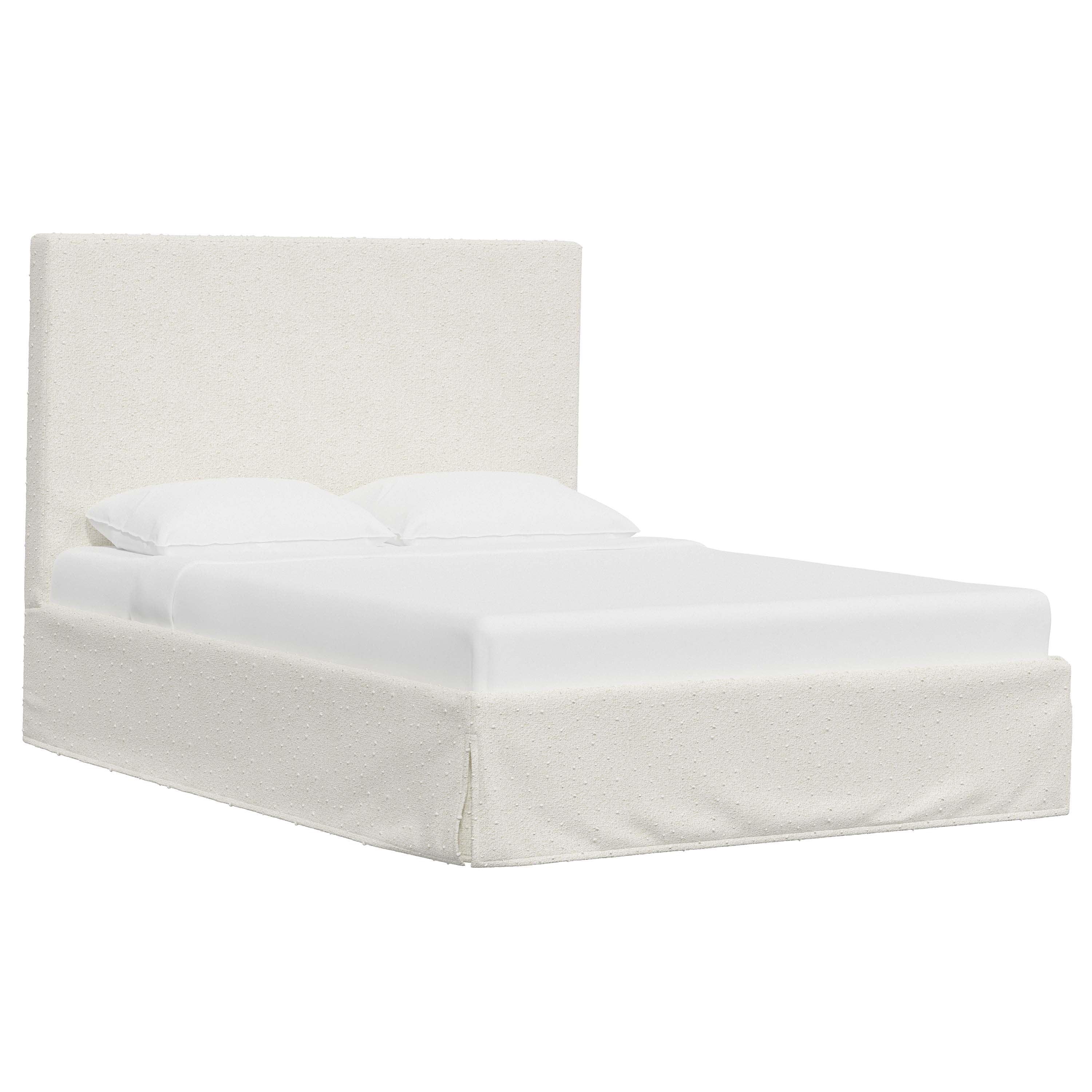 Violet Slipcovered Bed - Soft Washable Fabric Upholstered Queen Size Bed Frame with Headboard - Perfect for Modern Bedrooms, Guest Rooms & Cozy Home Decor