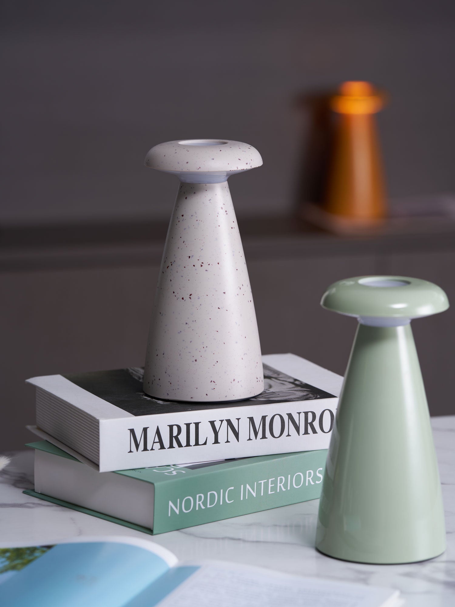 Noko Mushroom Rechargeable Table Lamp - USB-C LED Night Light for Bedroom, Nursery & Living Room - Dimmable Ambient Lighting for Reading & Relaxation