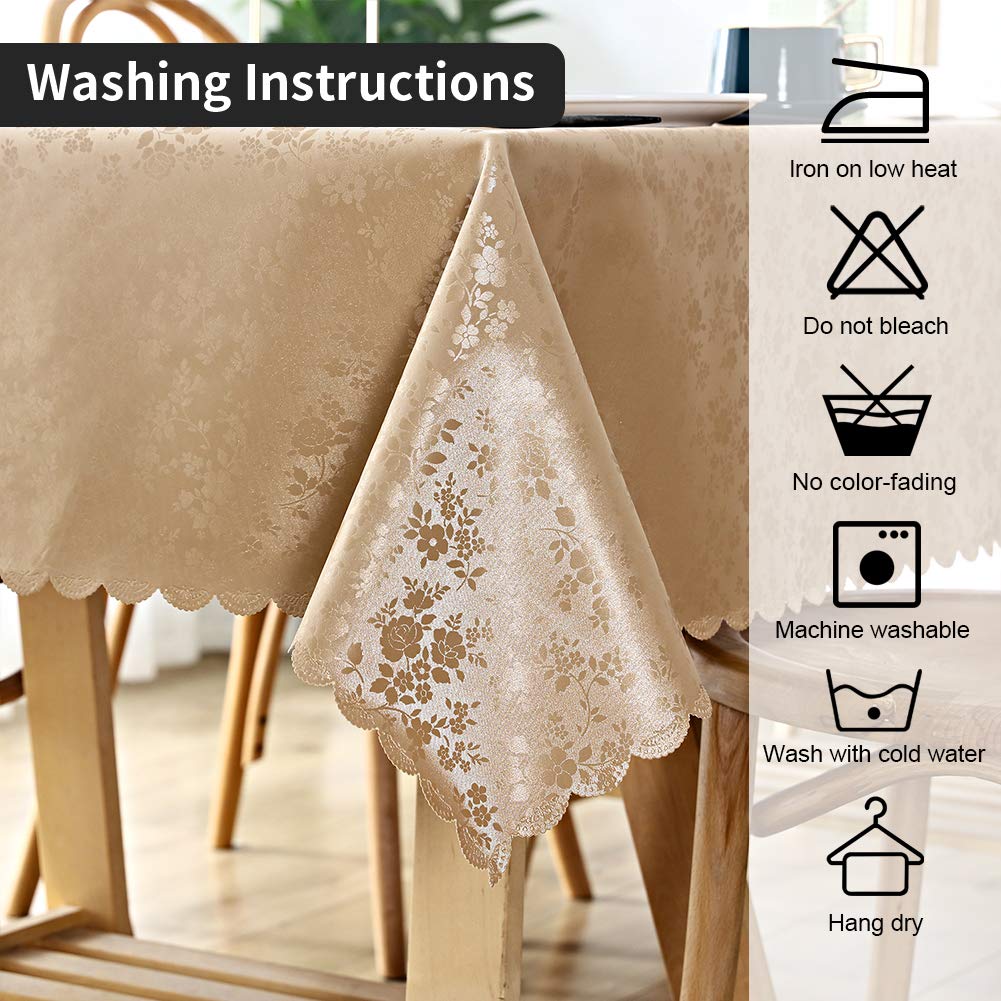 Smiry Heavy Duty Waterproof Vinyl Tablecloth, Wipeable Washable Rectangle Table Cover for Kitchen & Dining Room, Durable Brown Tablecloth 54