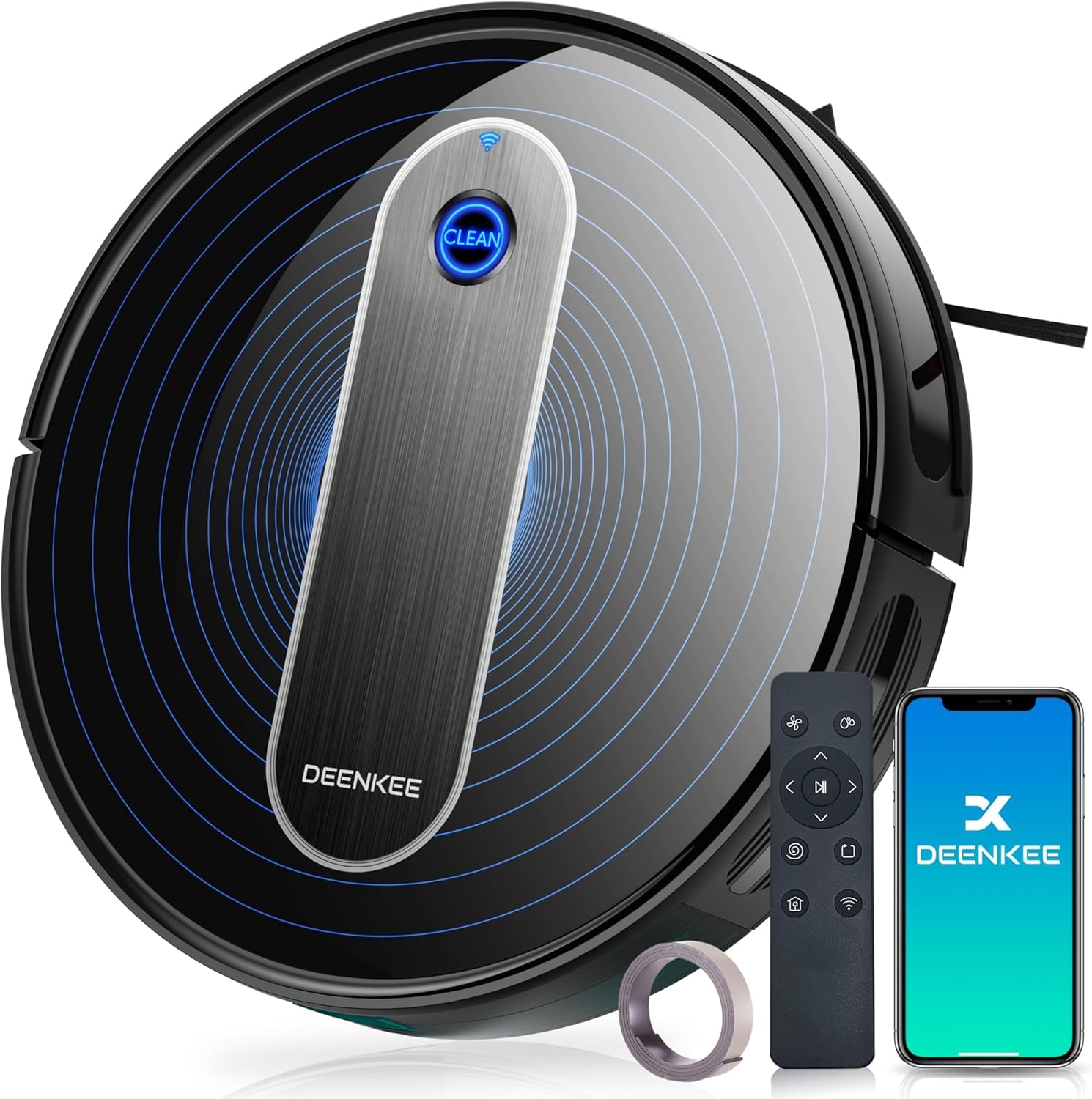 Deenkee 3000Pa Strong Suction Robot Vacuum Cleaner - Smart Mapping, Self-Charging for Hard Floors & Carpets | Perfect for Pet Hair, Large Homes & Daily Cleaning