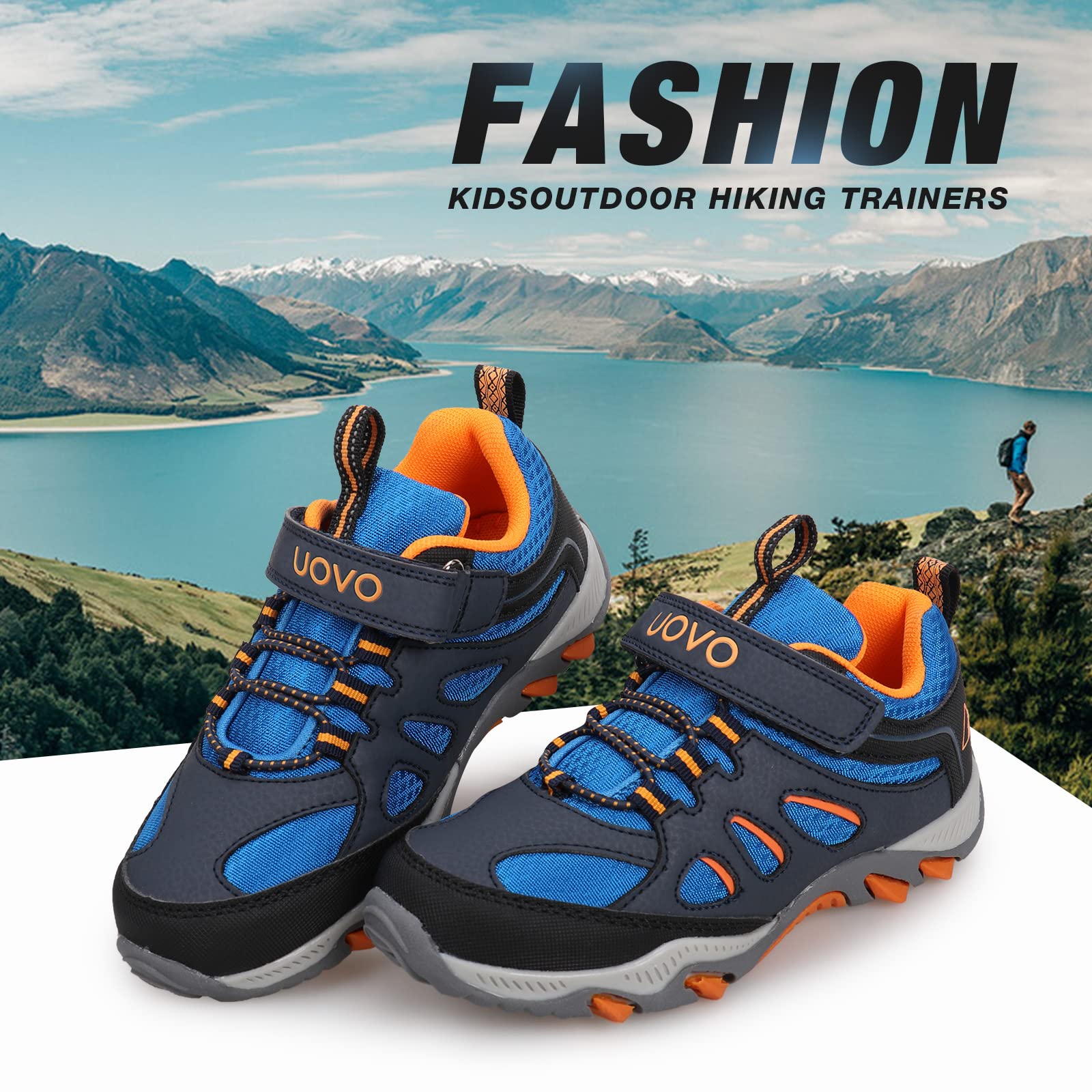 **UOVO Boys' Sneakers - Lightweight Running, Tennis & Hiking Shoes for Kids - Non-Slip Comfortable Athletic Outdoor Shoes for Little & Big Boys - Perfect for School, Play & Sports Activities**