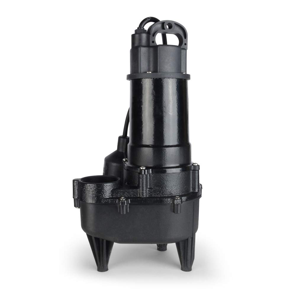 ECO-FLO RSE50W 1/2 HP Cast Iron Sewage Pump with Wide Angle Switch - 5,700 GPH High Capacity for Basement, Sump Pit & Flood Control | Heavy Duty Water Removal Solution