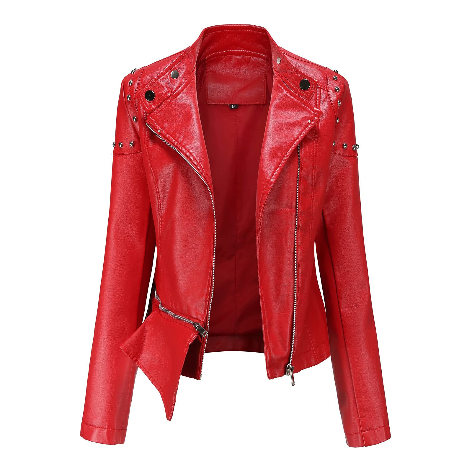 Arystk Women's Faux Leather Biker Jacket - Stylish Zippered Motorcycle Coat for Autumn & Winter | Perfect for Casual Outfits, Night Outs & Riding