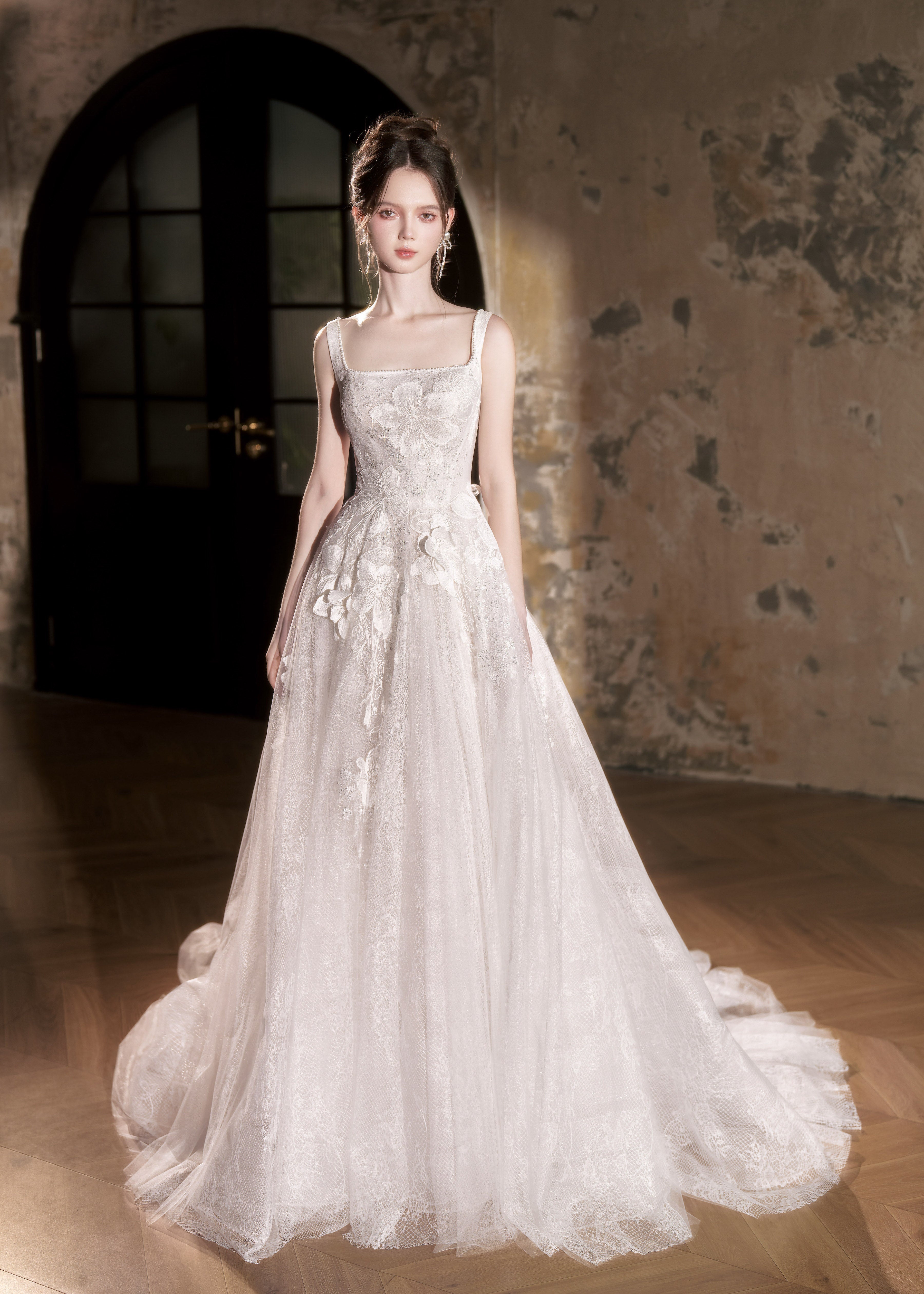 Elegant Lace Flower Wedding Dress for Bride - Bree (WS2411) | Perfect for Church Ceremony, Beach Wedding & Formal Reception