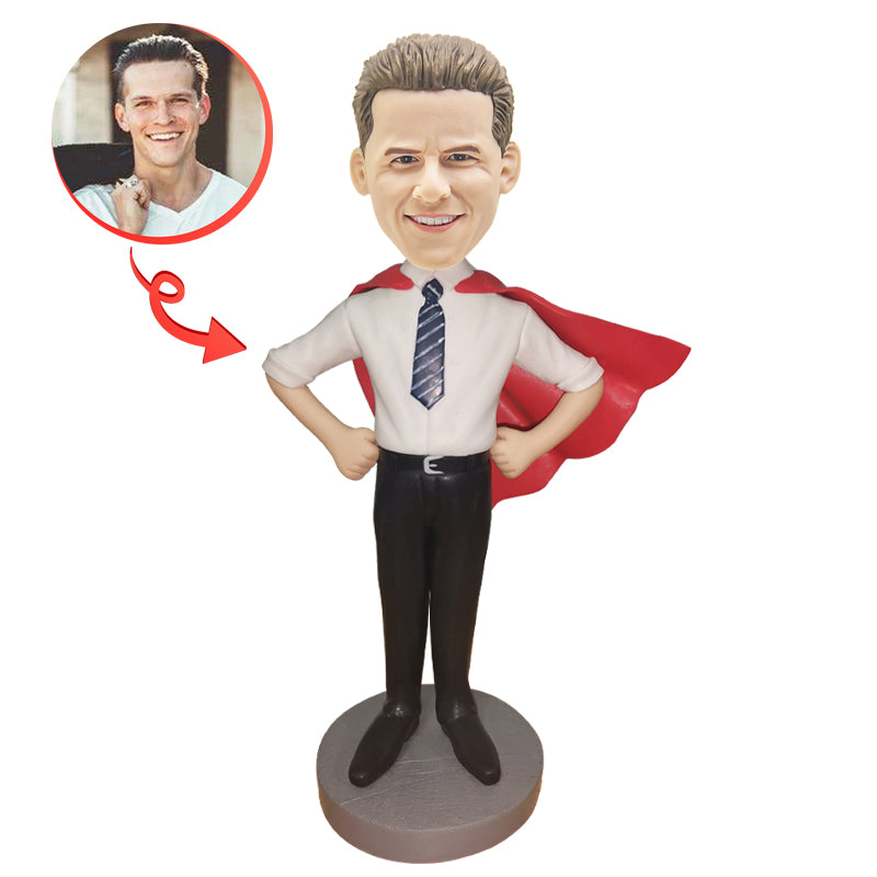 Custom Super Businessman Bobblehead - Personalized Office Desk Decor - Unique Corporate Gift for Boss, Colleague & Entrepreneur - Perfect for Work Anniversary, Retirement & Promotions