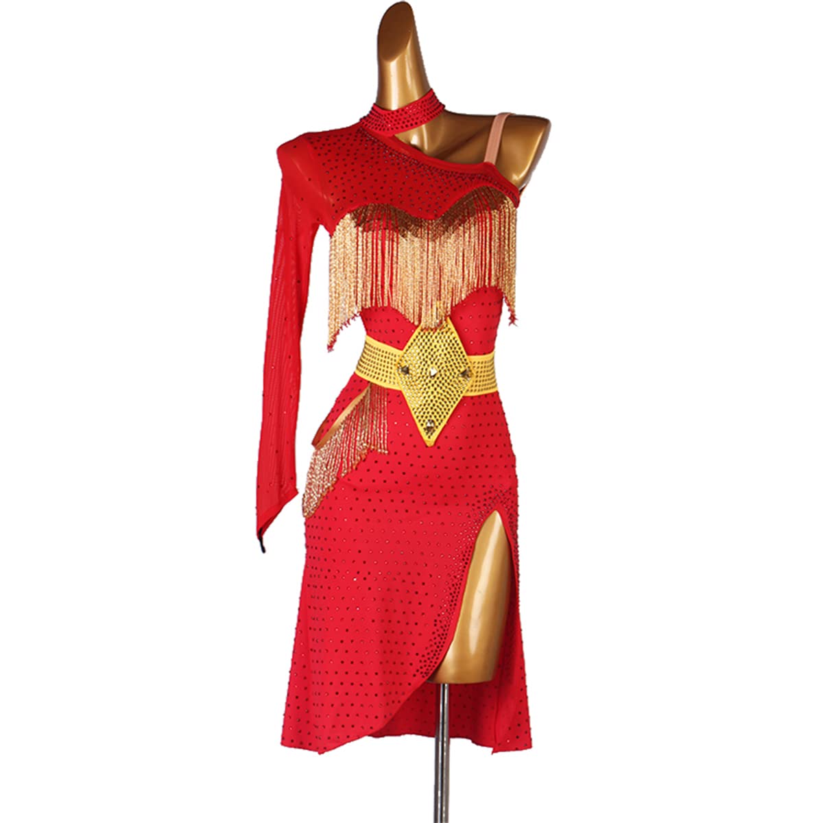 Sexy Tassel Latin Dance Dress for Women - Tube Beads Salsa Samba Cha Cha Competition Dress - Ballroom Tango Waltz Skirt - Perfect for Performances, Competitions & Dance Parties