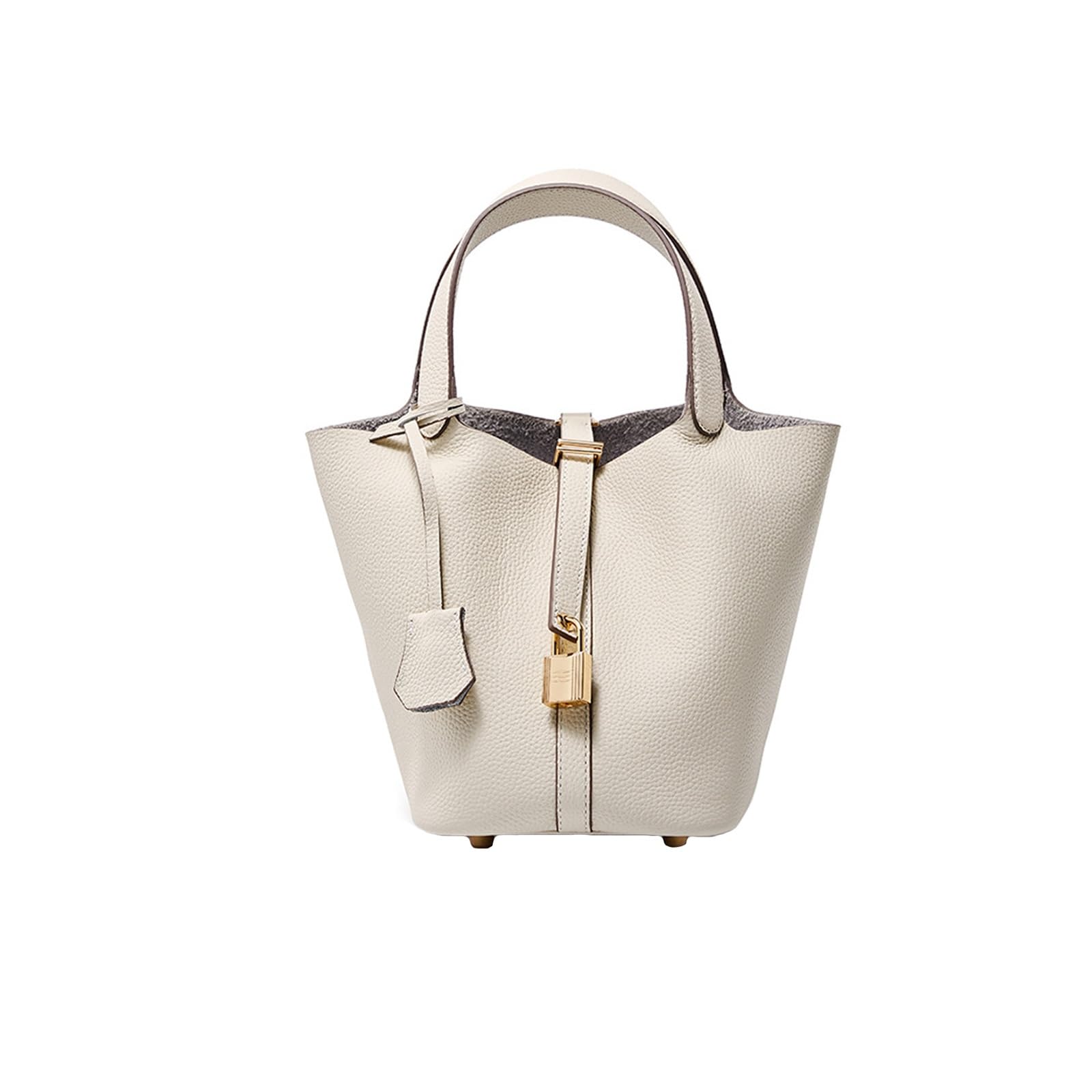 Genuine Leather Bucket Bag for Women - Stylish Handbag with Inner Pocket & Lock - Perfect for Shopping, Travel, Work & School - Durable Tote Purse for Everyday Use